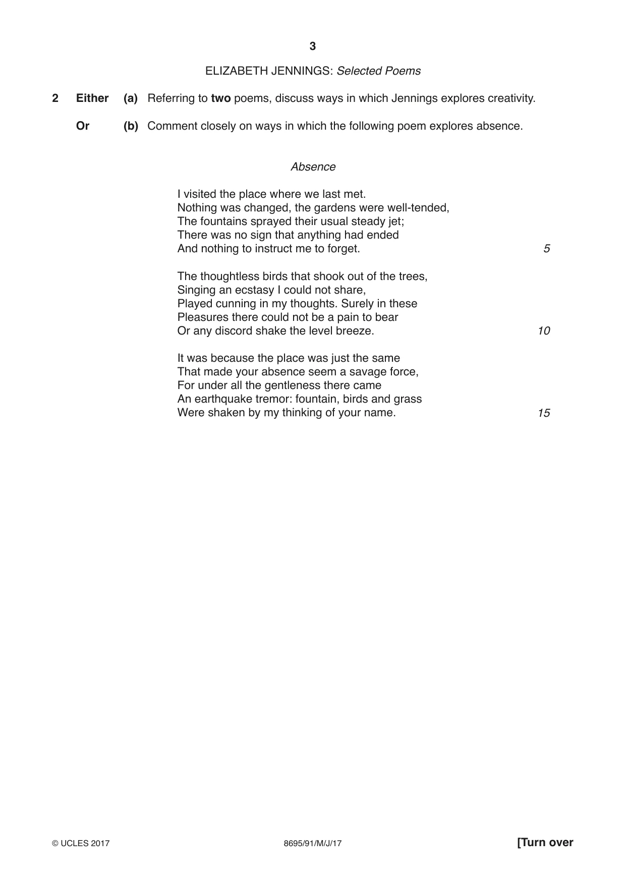 Cambridge A Level English - Language and Literature (AS Level only, from 2016) 8695 2017 May/June Paper 9 · Variant 1 question paper, page 3 of 16