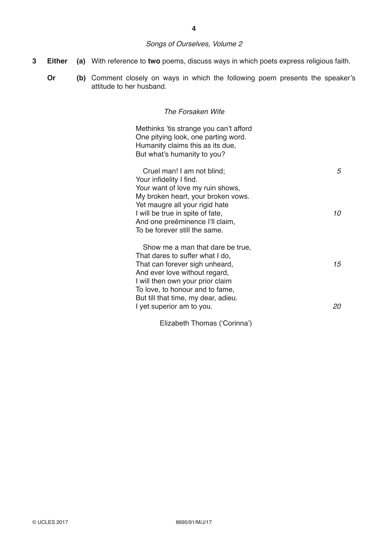 Cambridge A Level English - Language and Literature (AS Level only, from 2016) 8695 2017 May/June Paper 9 · Variant 1 question paper, page 4 of 16