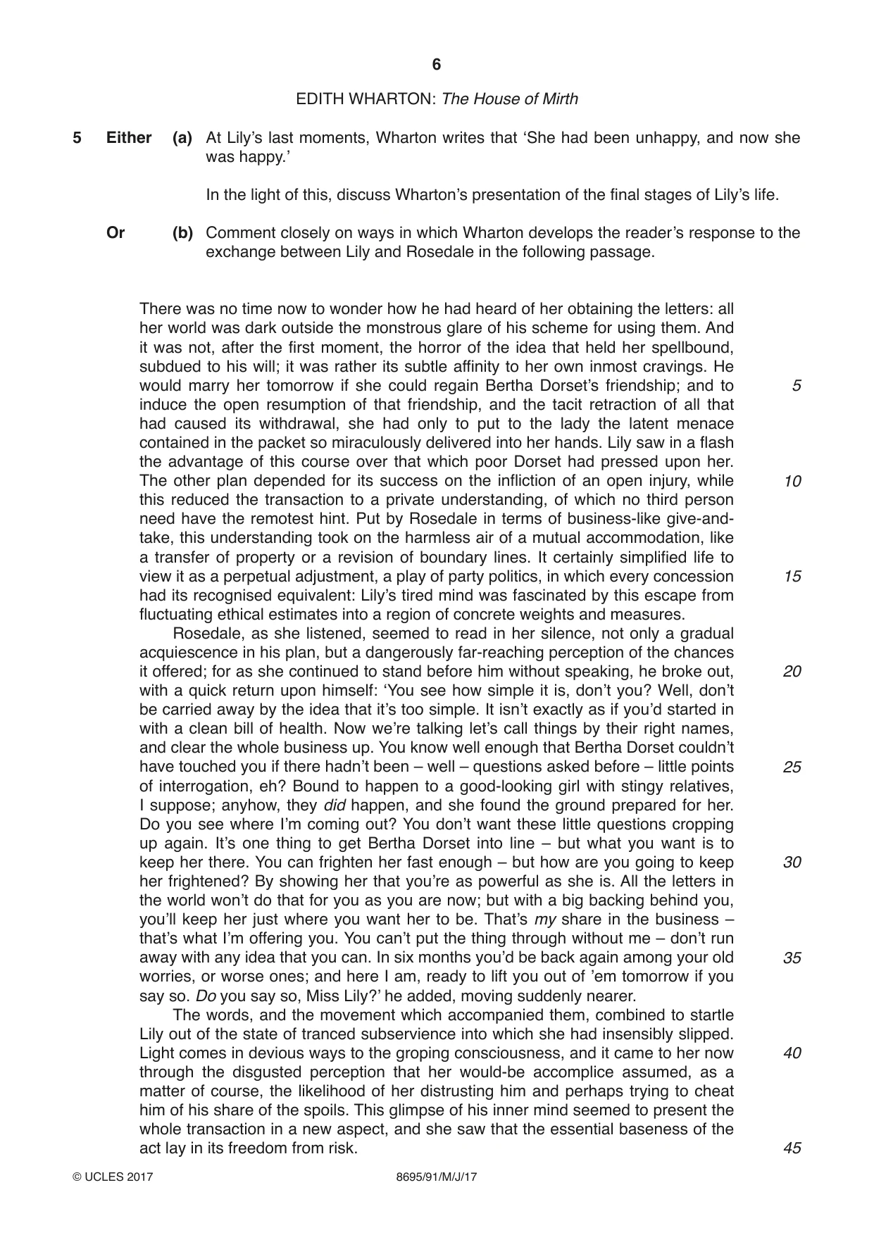 Cambridge A Level English - Language and Literature (AS Level only, from 2016) 8695 2017 May/June Paper 9 · Variant 1 question paper, page 6 of 16