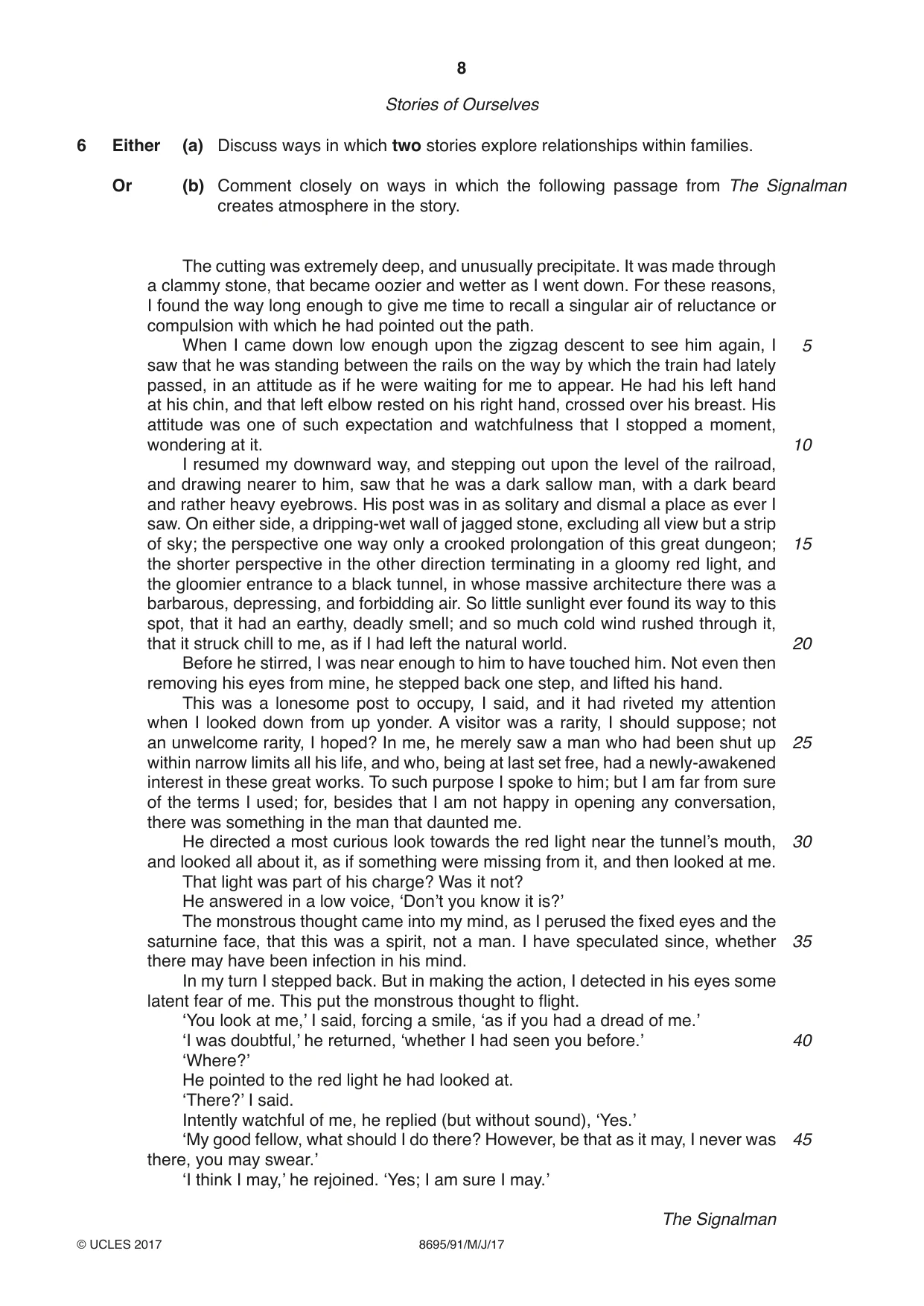 Cambridge A Level English - Language and Literature (AS Level only, from 2016) 8695 2017 May/June Paper 9 · Variant 1 question paper, page 8 of 16