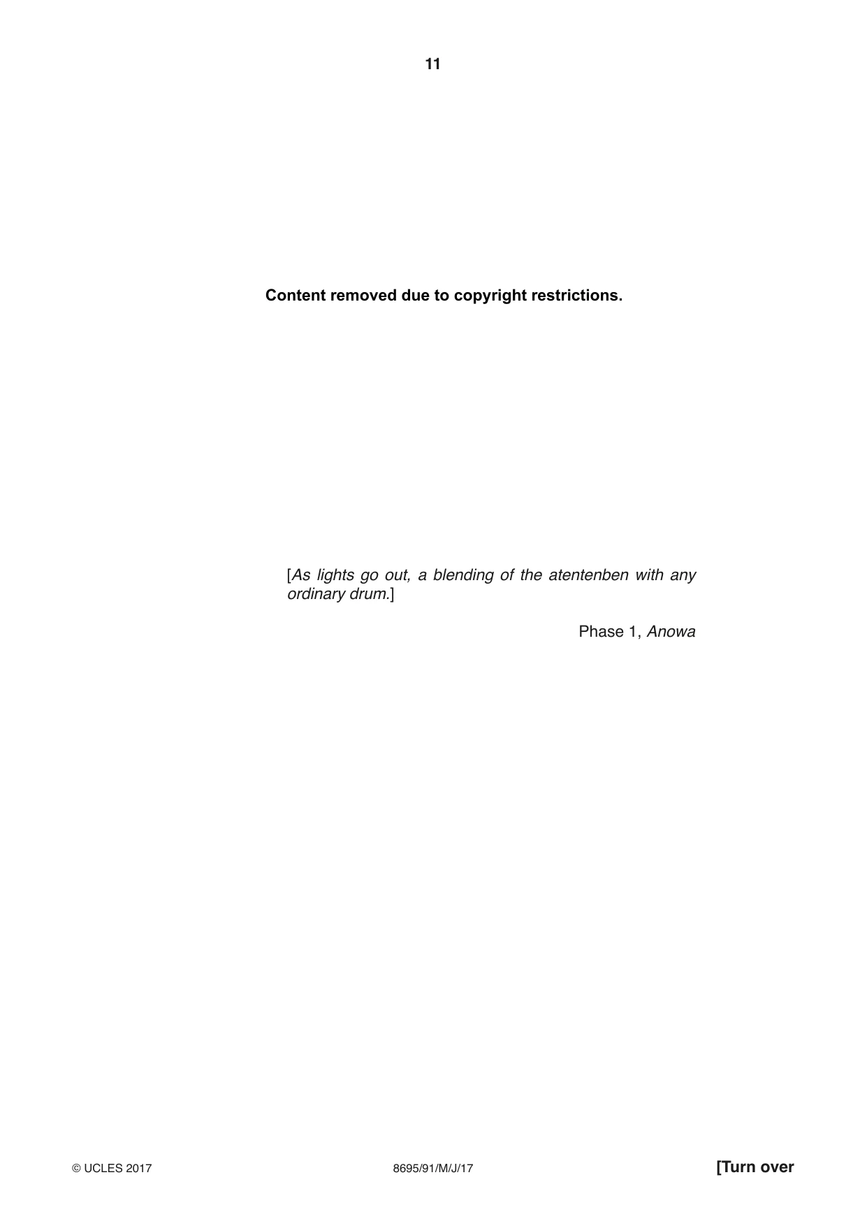 Cambridge A Level English - Language and Literature (AS Level only, from 2016) 8695 2017 May/June Paper 9 · Variant 1 question paper, page 11 of 16