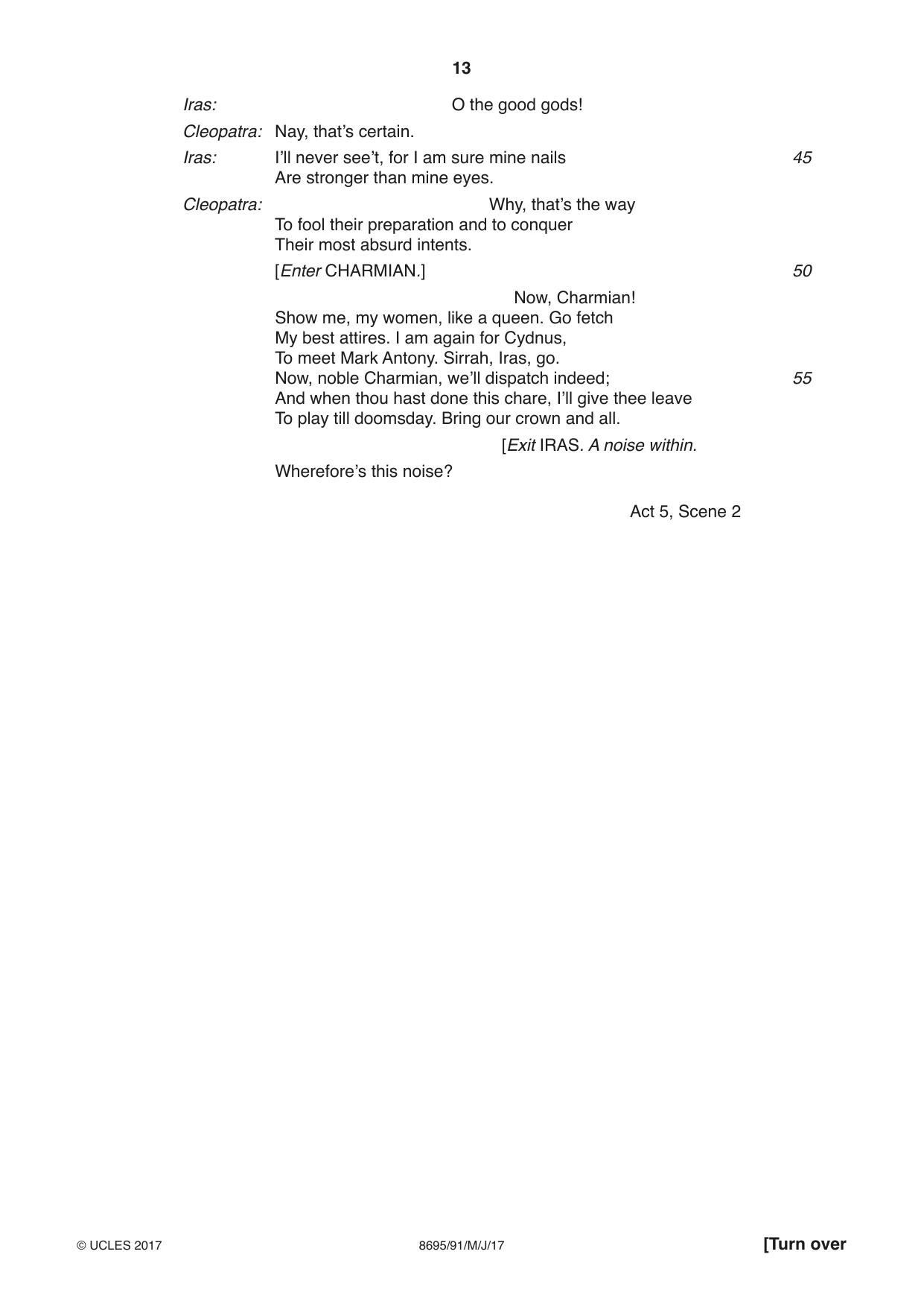 Cambridge A Level English - Language and Literature (AS Level only, from 2016) 8695 2017 May/June Paper 9 · Variant 1 question paper, page 13 of 16