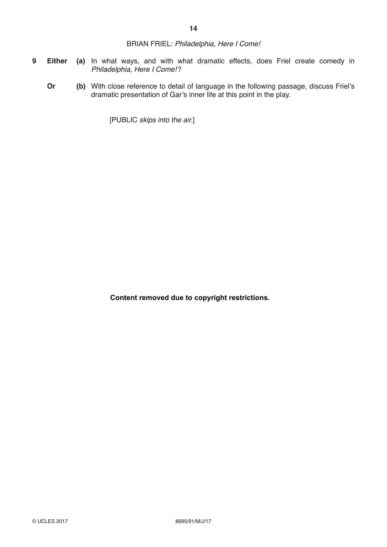 Cambridge A Level English - Language and Literature (AS Level only, from 2016) 8695 2017 May/June Paper 9 · Variant 1 question paper, page 14 of 16