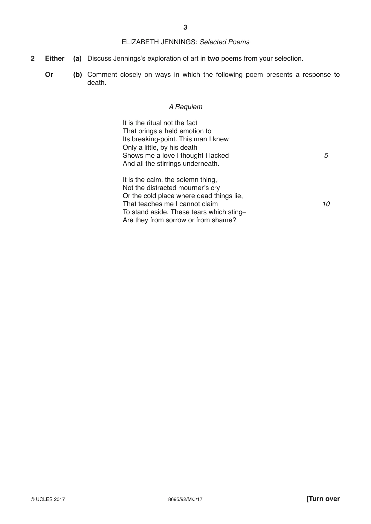 Cambridge A Level English - Language and Literature (AS Level only, from 2016) 8695 2017 May/June Paper 9 · Variant 2 question paper, page 3 of 20