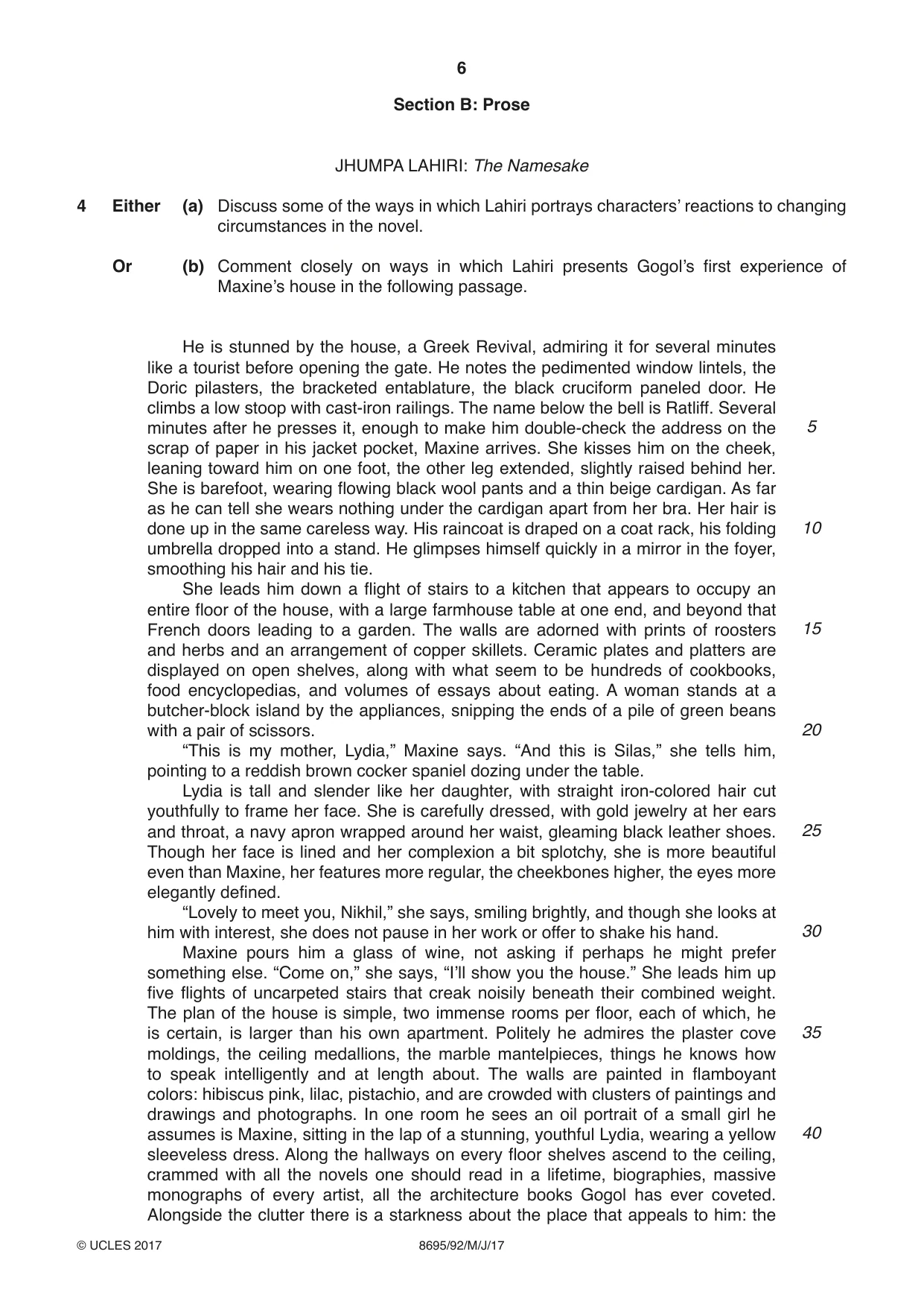 Cambridge A Level English - Language and Literature (AS Level only, from 2016) 8695 2017 May/June Paper 9 · Variant 2 question paper, page 6 of 20