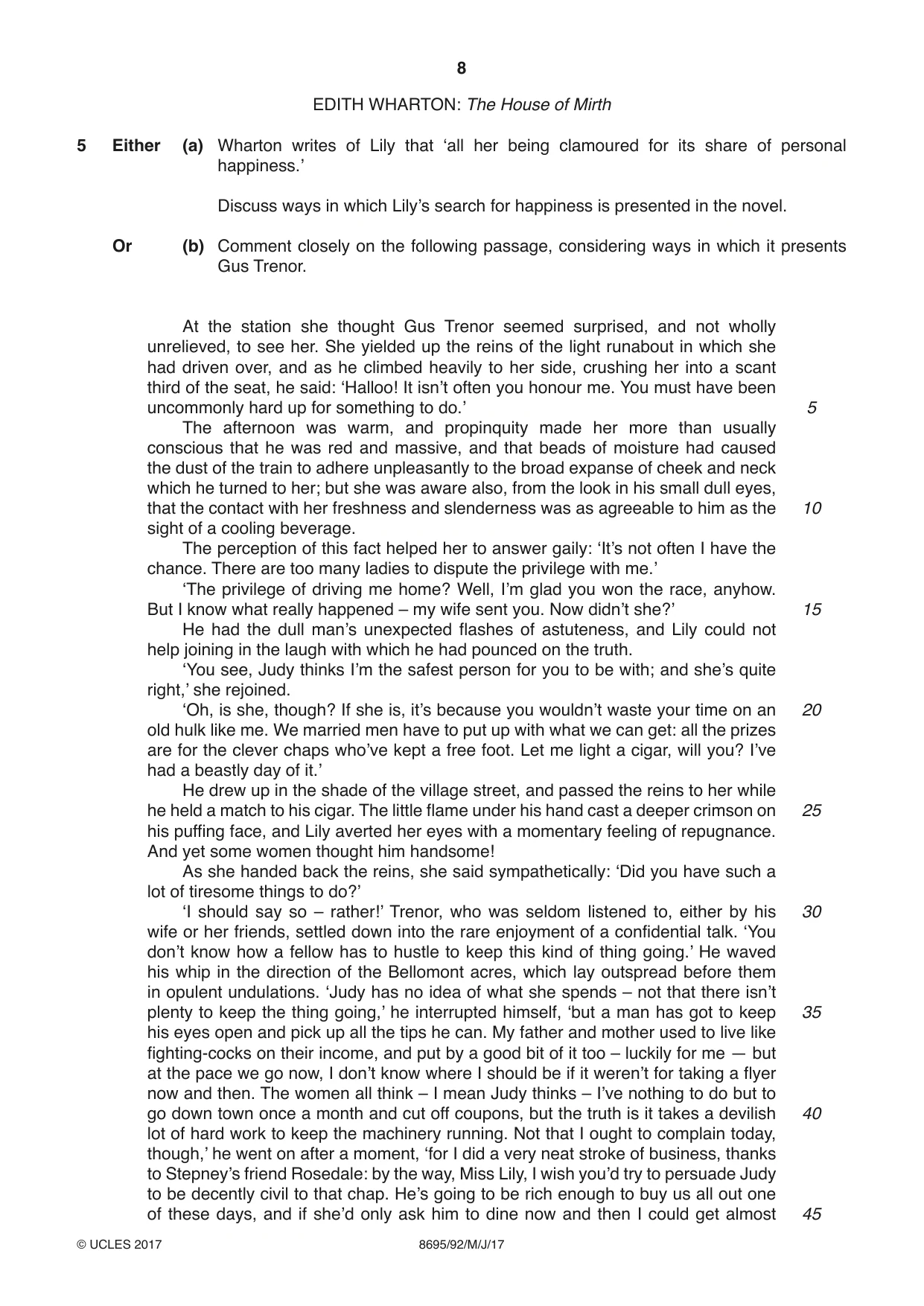 Cambridge A Level English - Language and Literature (AS Level only, from 2016) 8695 2017 May/June Paper 9 · Variant 2 question paper, page 8 of 20