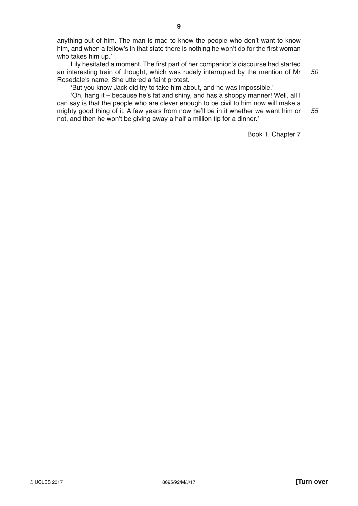 Cambridge A Level English - Language and Literature (AS Level only, from 2016) 8695 2017 May/June Paper 9 · Variant 2 question paper, page 9 of 20