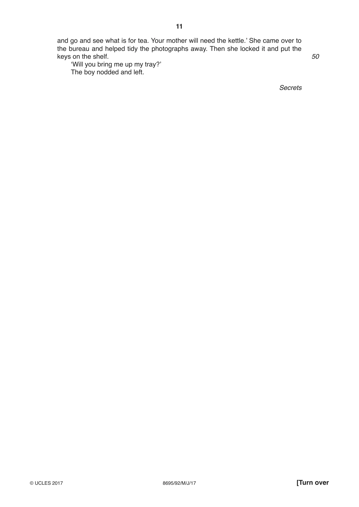 Cambridge A Level English - Language and Literature (AS Level only, from 2016) 8695 2017 May/June Paper 9 · Variant 2 question paper, page 11 of 20