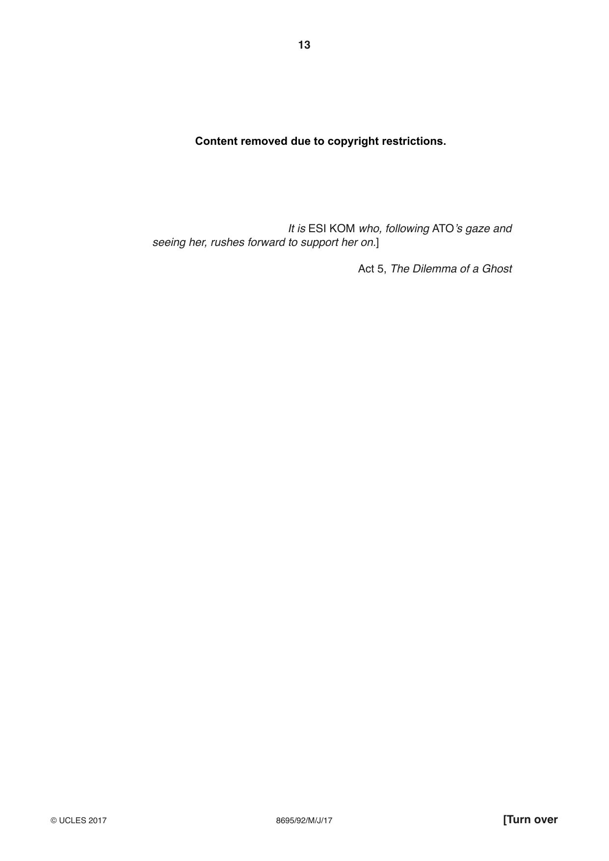 Cambridge A Level English - Language and Literature (AS Level only, from 2016) 8695 2017 May/June Paper 9 · Variant 2 question paper, page 13 of 20