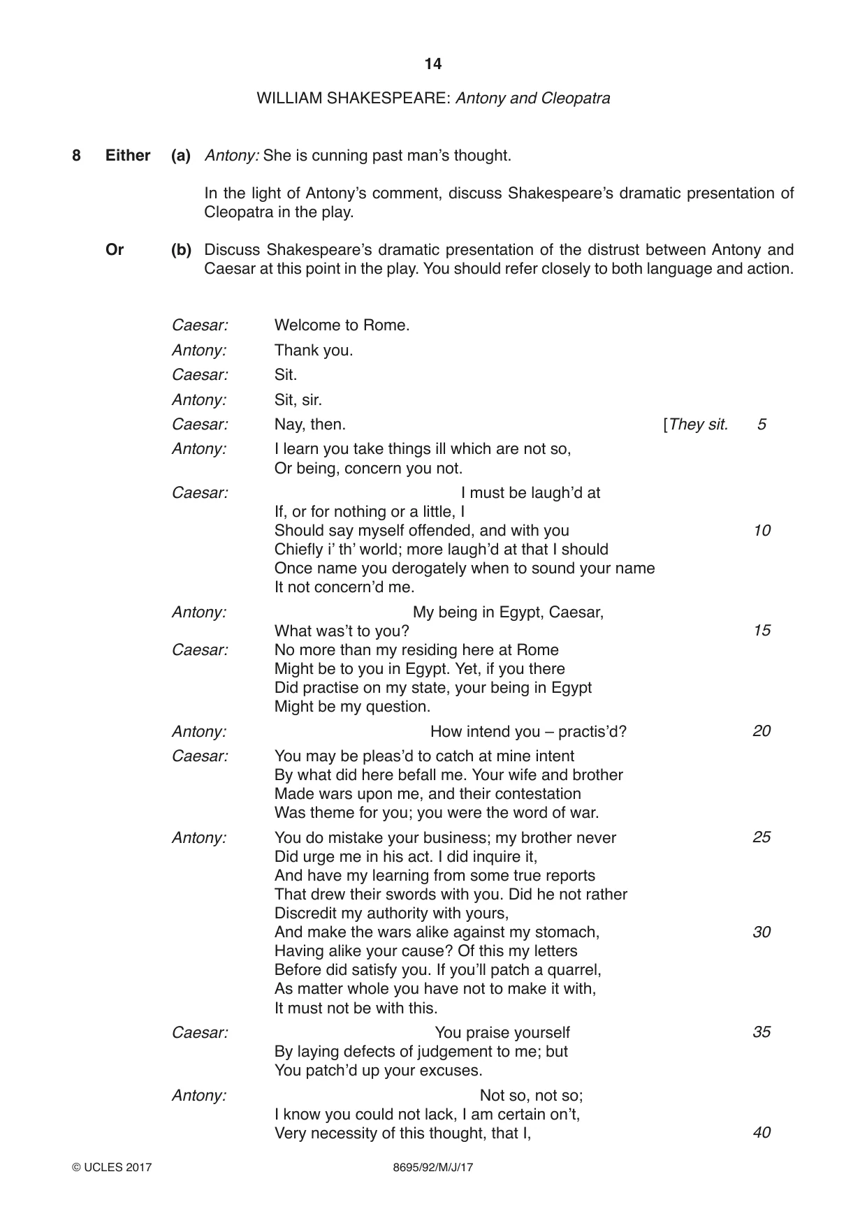 Cambridge A Level English - Language and Literature (AS Level only, from 2016) 8695 2017 May/June Paper 9 · Variant 2 question paper, page 14 of 20