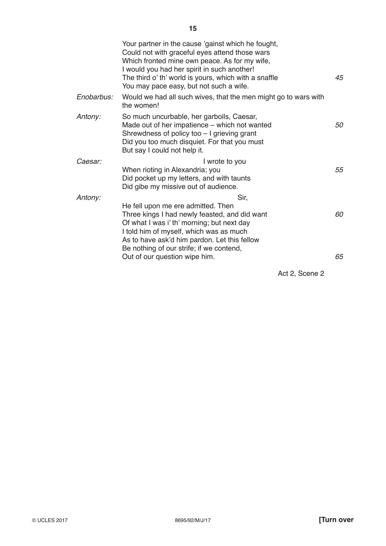 Cambridge A Level English - Language and Literature (AS Level only, from 2016) 8695 2017 May/June Paper 9 · Variant 2 question paper, page 15 of 20