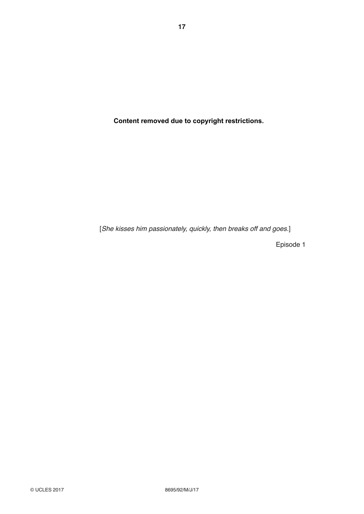 Cambridge A Level English - Language and Literature (AS Level only, from 2016) 8695 2017 May/June Paper 9 · Variant 2 question paper, page 17 of 20