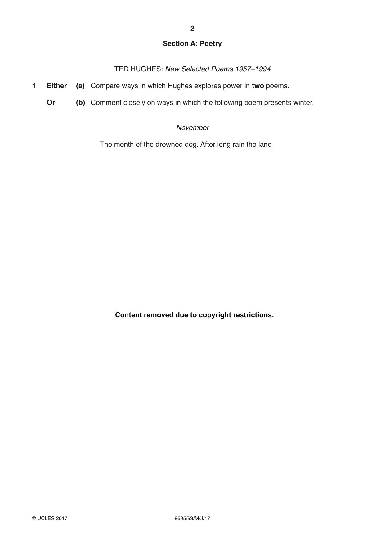 Cambridge A Level English - Language and Literature (AS Level only, from 2016) 8695 2017 May/June Paper 9 · Variant 3 question paper, page 2 of 20