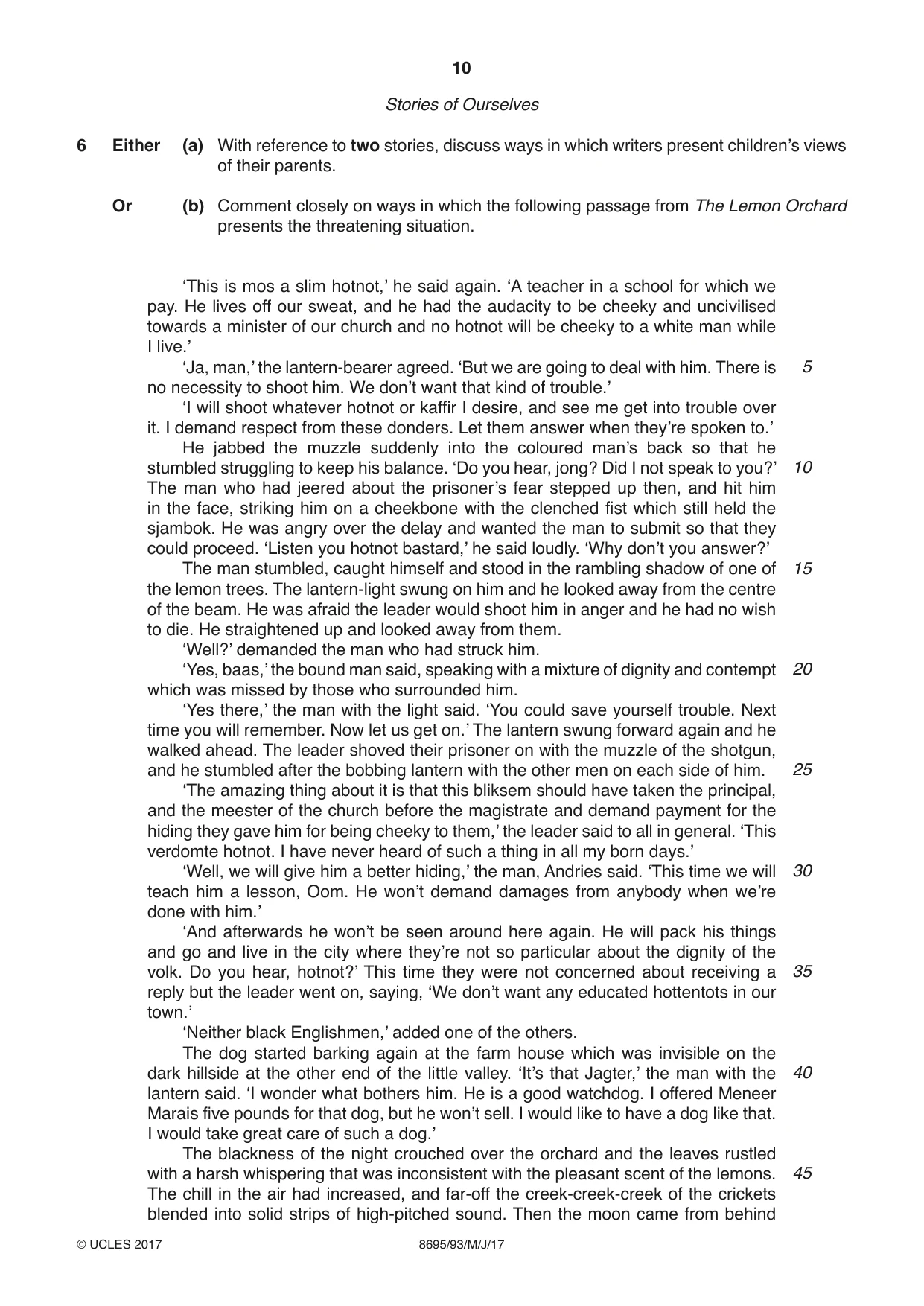 Cambridge A Level English - Language and Literature (AS Level only, from 2016) 8695 2017 May/June Paper 9 · Variant 3 question paper, page 10 of 20