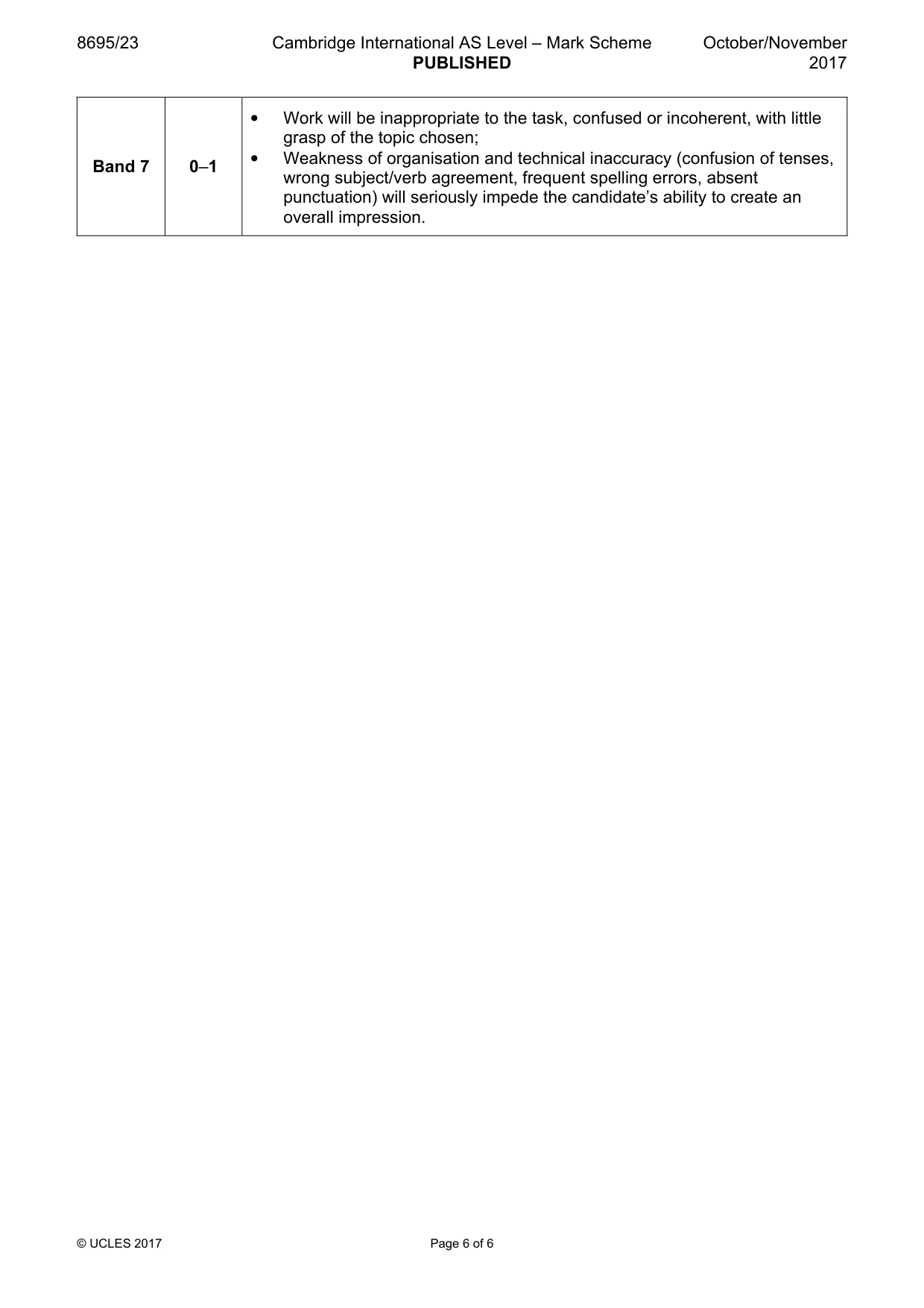 Mark scheme, page 6 of 6