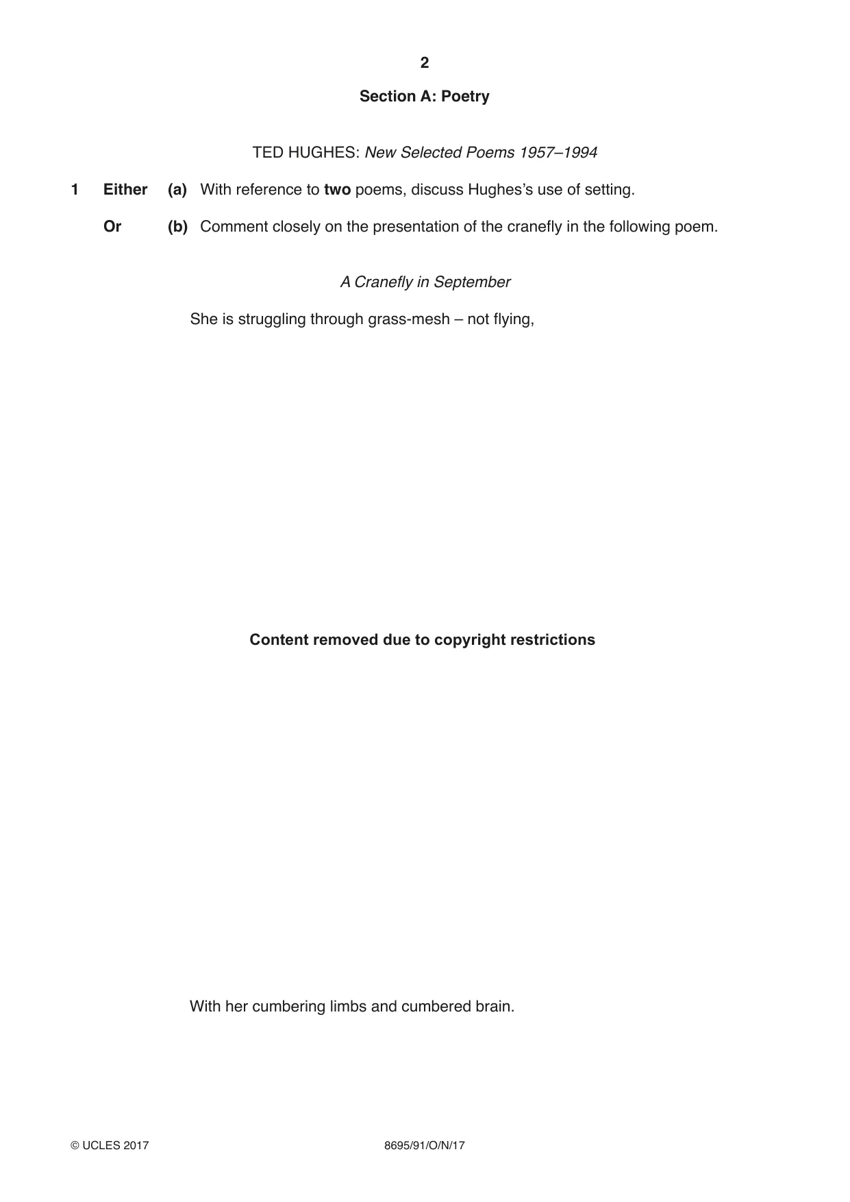 Cambridge A Level English - Language and Literature (AS Level only, from 2016) 8695 2017 Oct/Nov Paper 9 · Variant 1 question paper, page 2 of 16