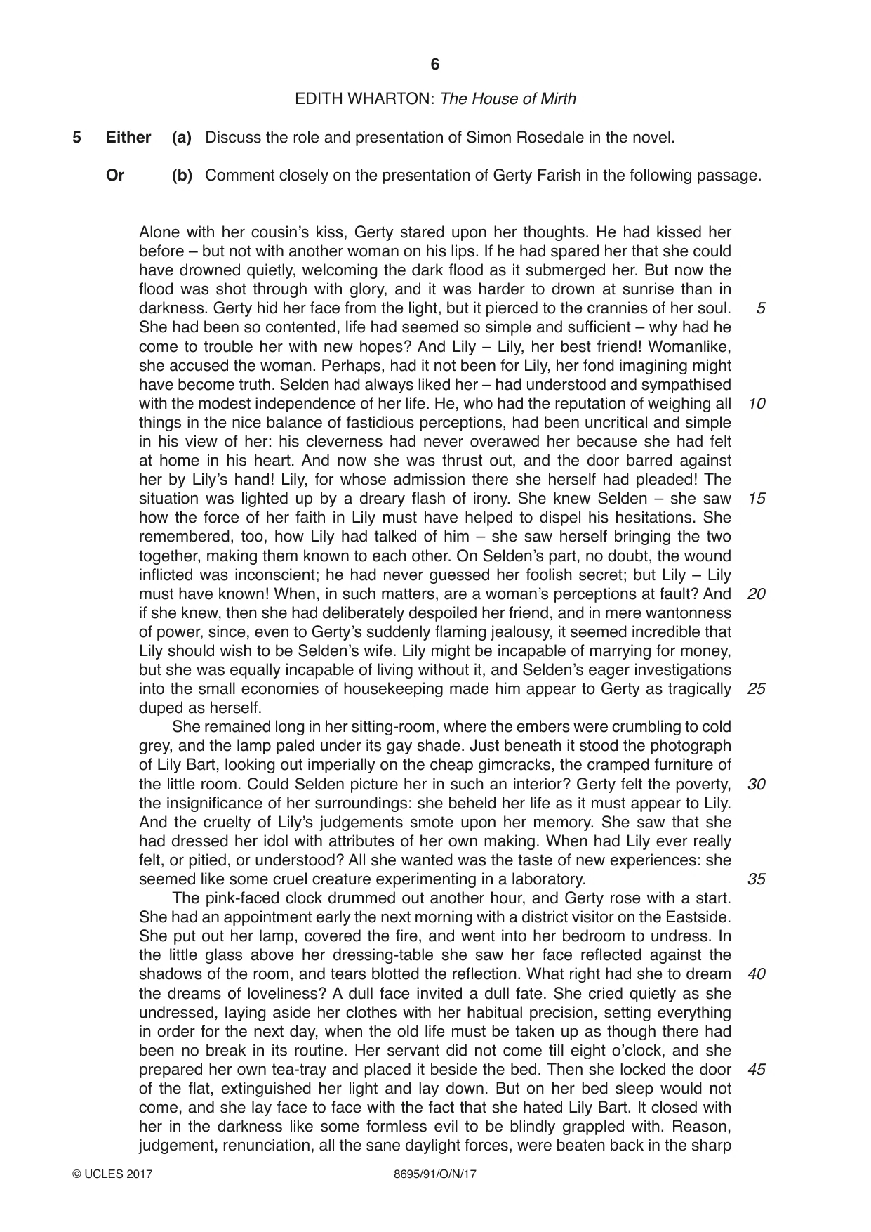 Cambridge A Level English - Language and Literature (AS Level only, from 2016) 8695 2017 Oct/Nov Paper 9 · Variant 1 question paper, page 6 of 16