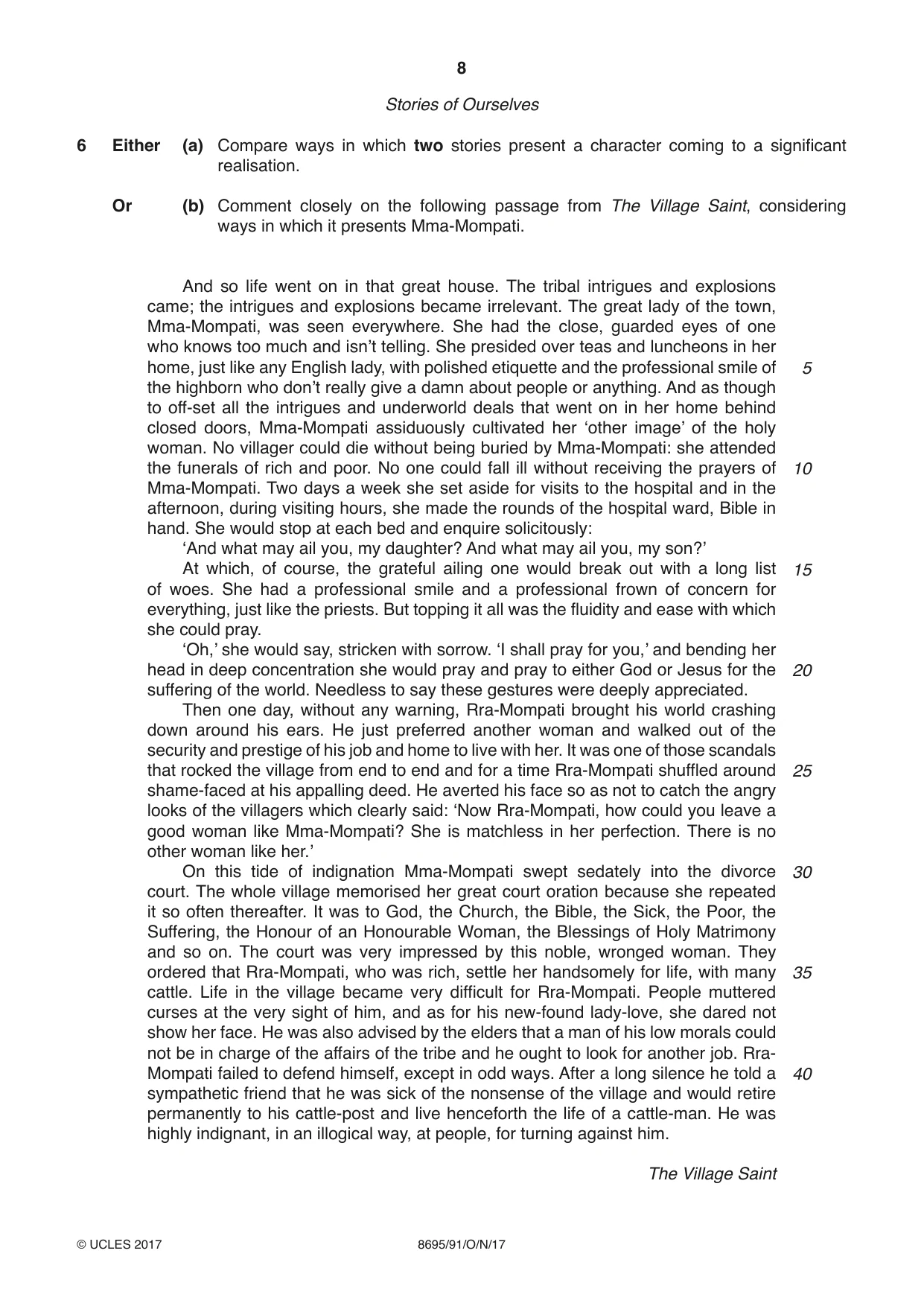 Cambridge A Level English - Language and Literature (AS Level only, from 2016) 8695 2017 Oct/Nov Paper 9 · Variant 1 question paper, page 8 of 16