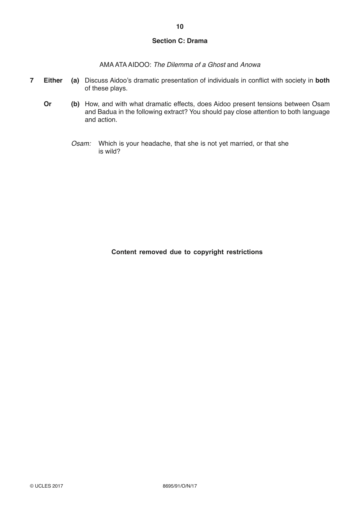 Cambridge A Level English - Language and Literature (AS Level only, from 2016) 8695 2017 Oct/Nov Paper 9 · Variant 1 question paper, page 10 of 16