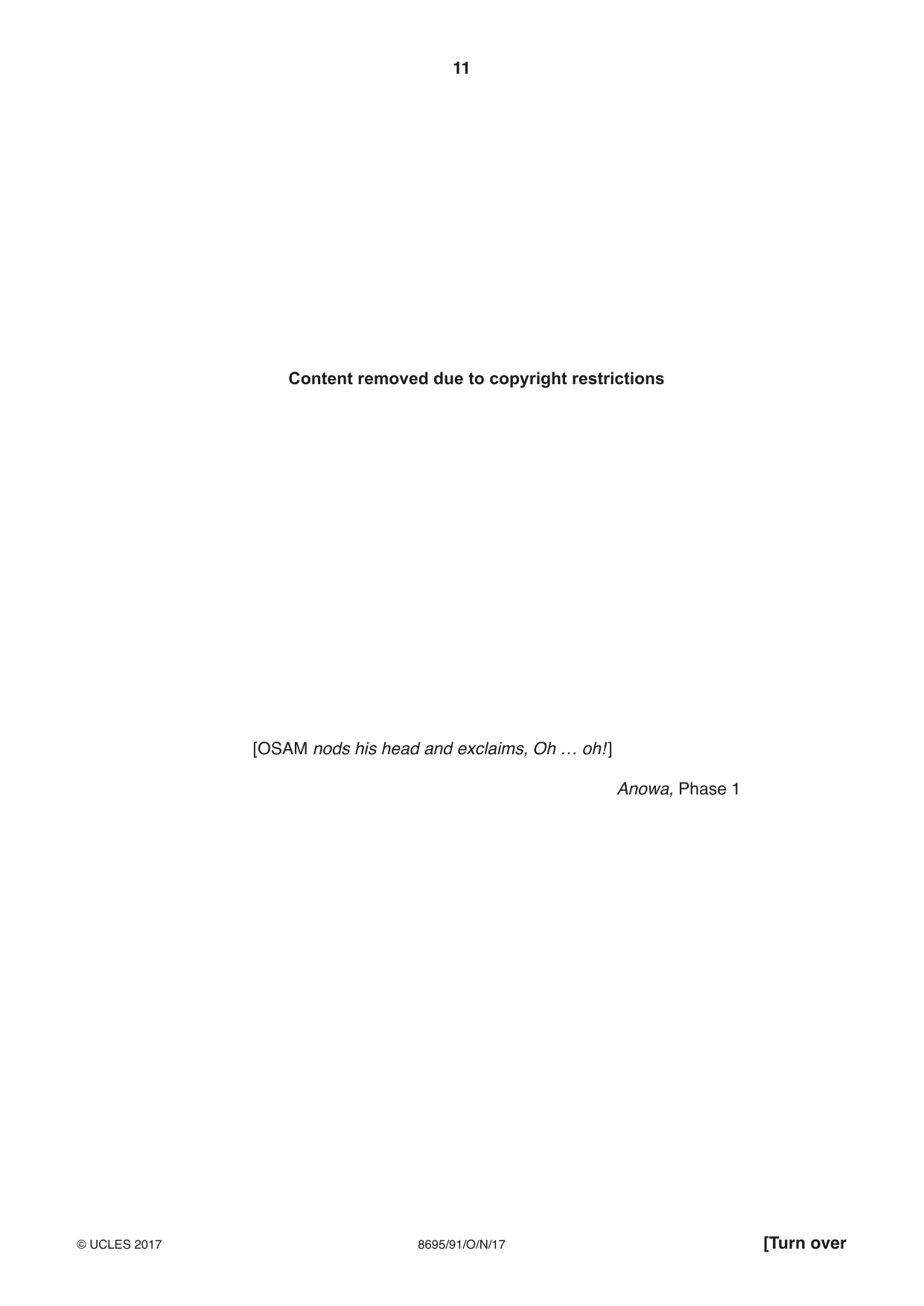 Cambridge A Level English - Language and Literature (AS Level only, from 2016) 8695 2017 Oct/Nov Paper 9 · Variant 1 question paper, page 11 of 16