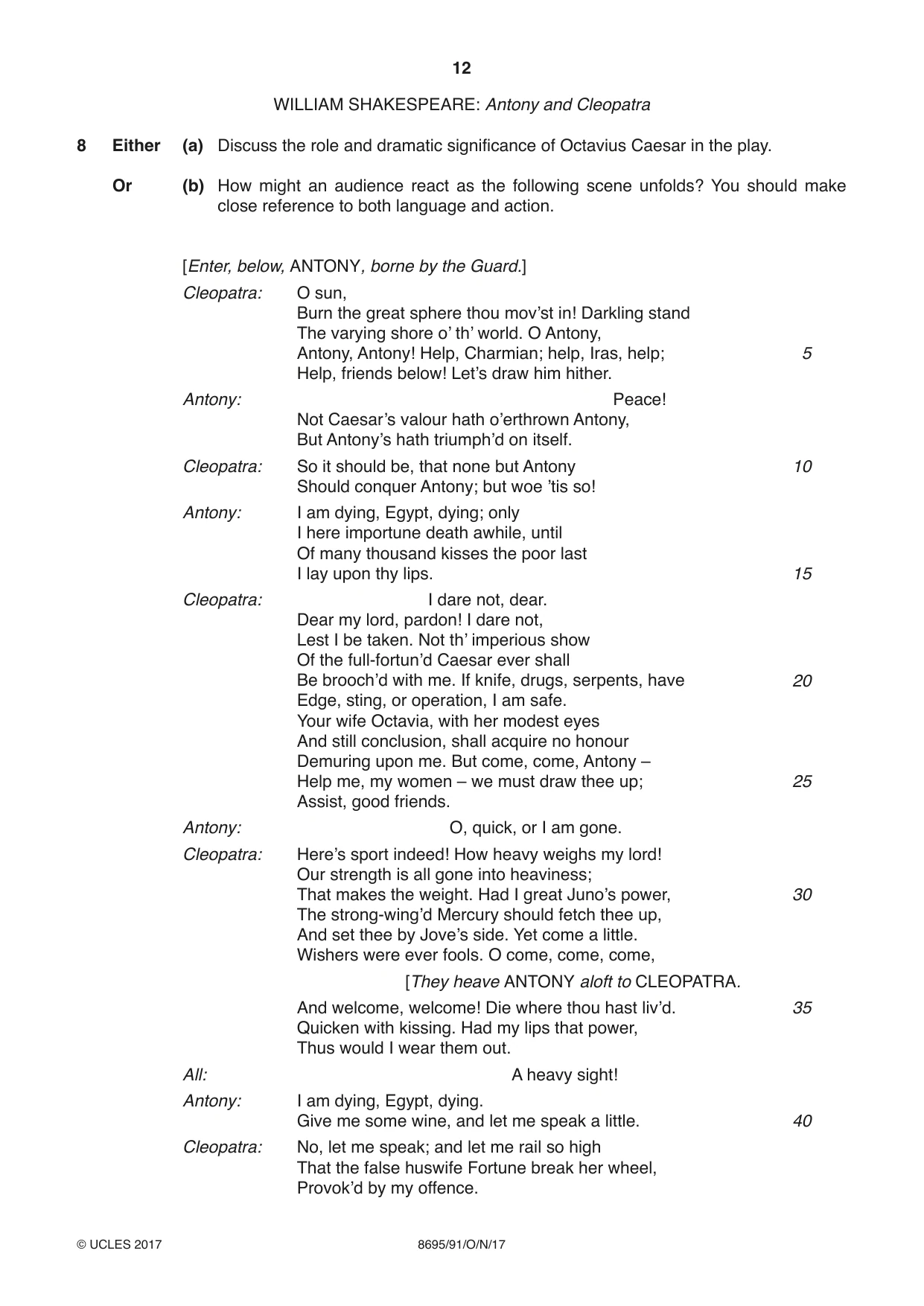 Cambridge A Level English - Language and Literature (AS Level only, from 2016) 8695 2017 Oct/Nov Paper 9 · Variant 1 question paper, page 12 of 16