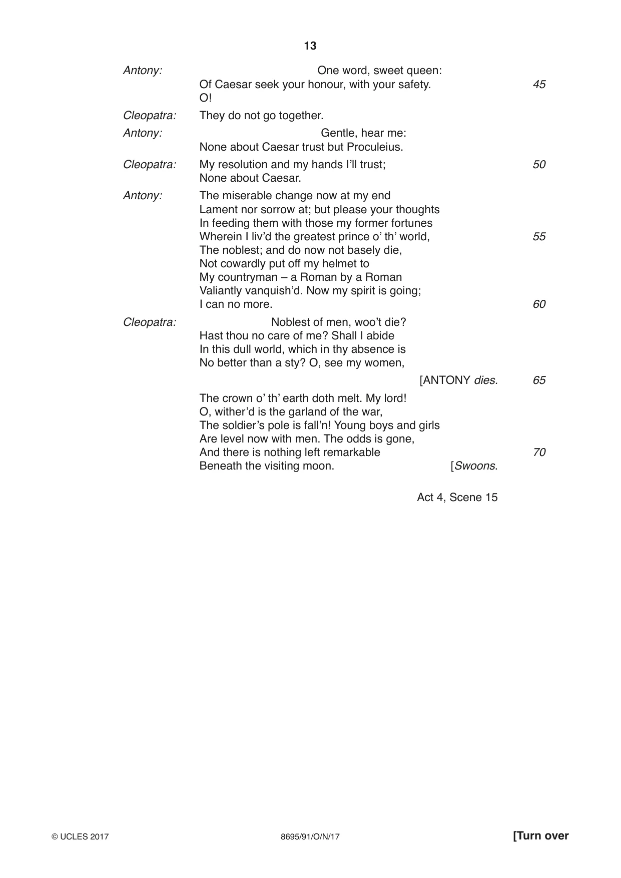 Cambridge A Level English - Language and Literature (AS Level only, from 2016) 8695 2017 Oct/Nov Paper 9 · Variant 1 question paper, page 13 of 16