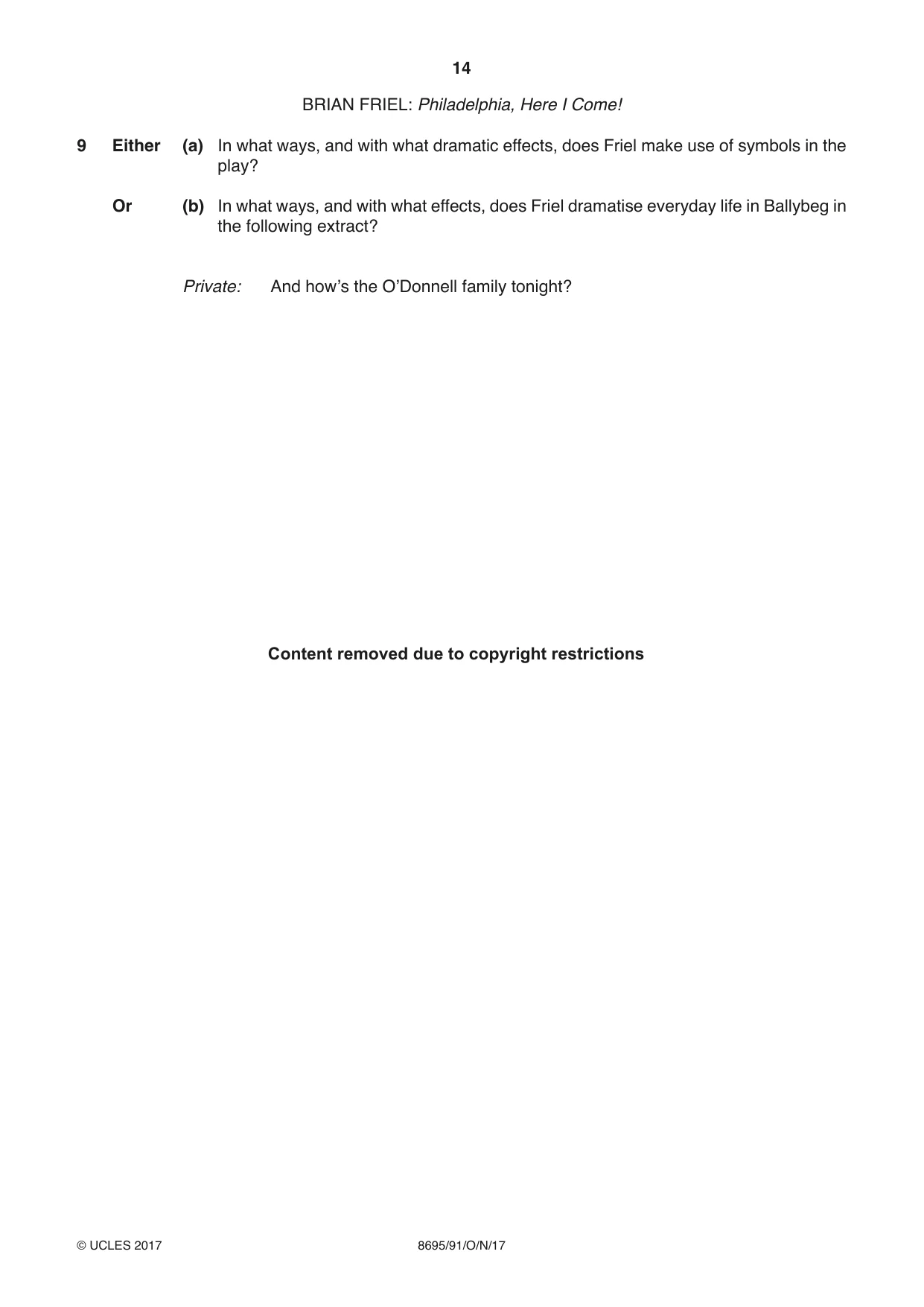 Cambridge A Level English - Language and Literature (AS Level only, from 2016) 8695 2017 Oct/Nov Paper 9 · Variant 1 question paper, page 14 of 16