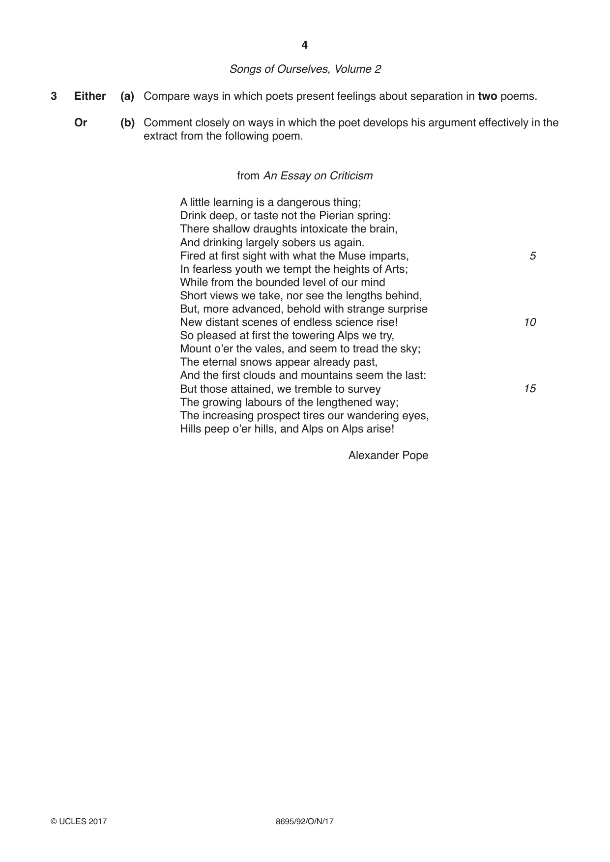 Cambridge A Level English - Language and Literature (AS Level only, from 2016) 8695 2017 Oct/Nov Paper 9 · Variant 2 question paper, page 4 of 20