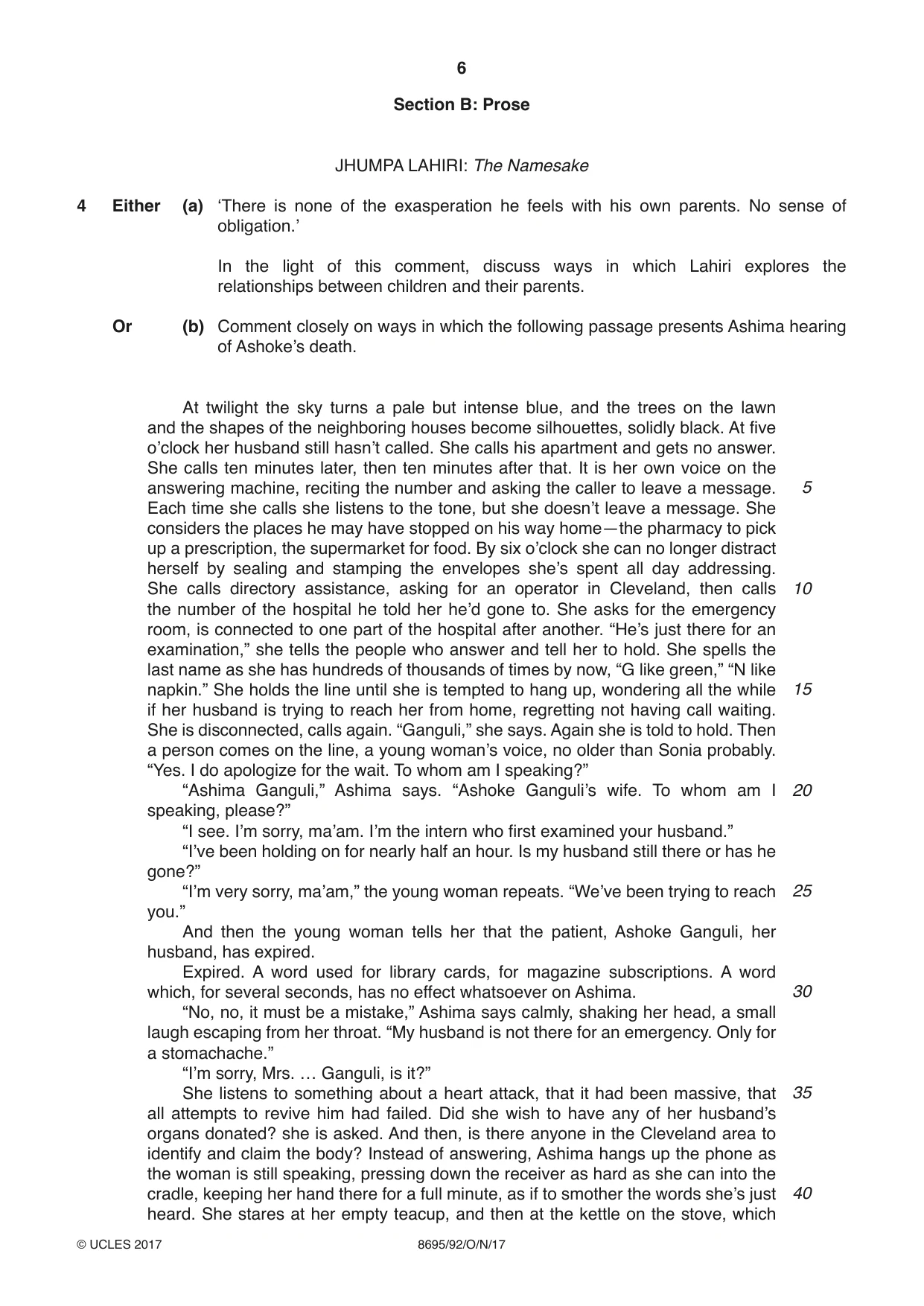 Cambridge A Level English - Language and Literature (AS Level only, from 2016) 8695 2017 Oct/Nov Paper 9 · Variant 2 question paper, page 6 of 20