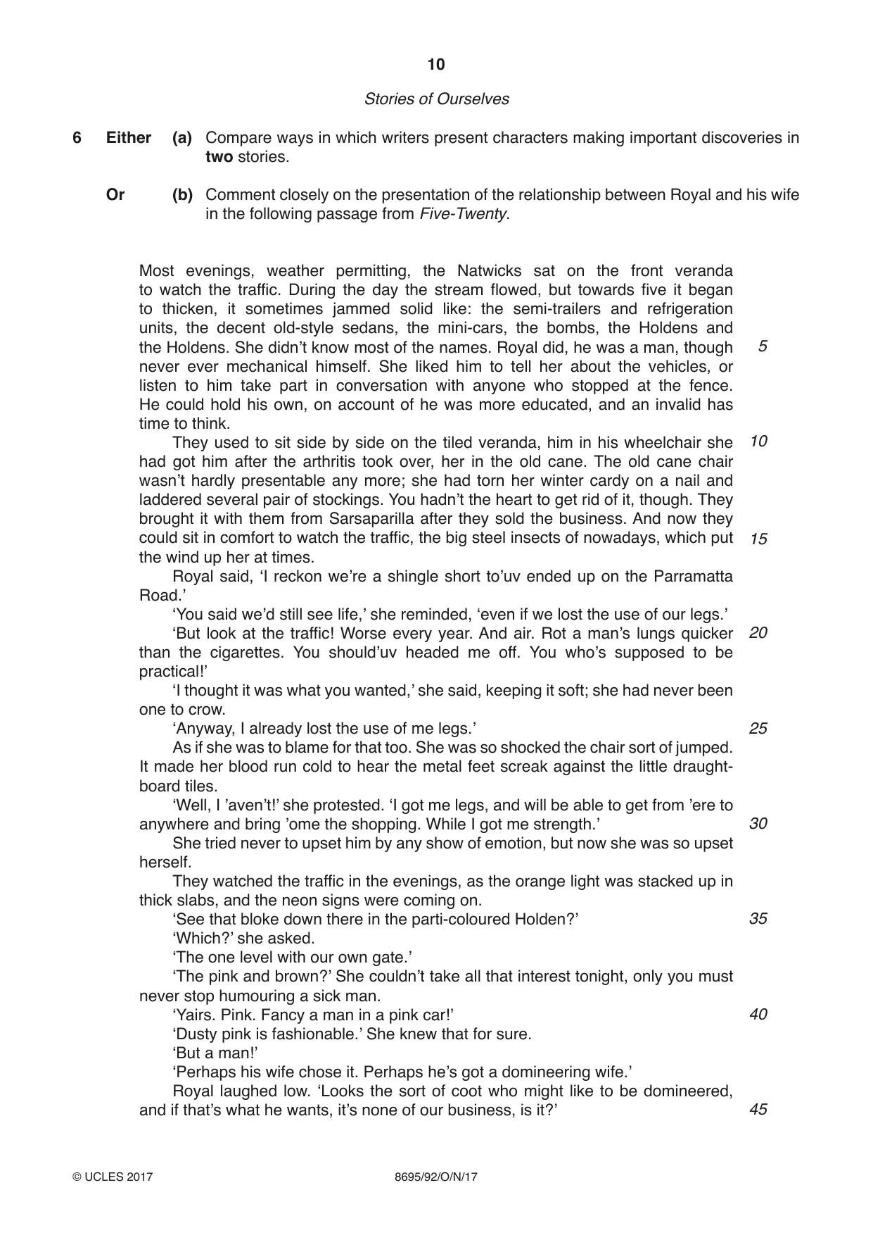 Cambridge A Level English - Language and Literature (AS Level only, from 2016) 8695 2017 Oct/Nov Paper 9 · Variant 2 question paper, page 10 of 20