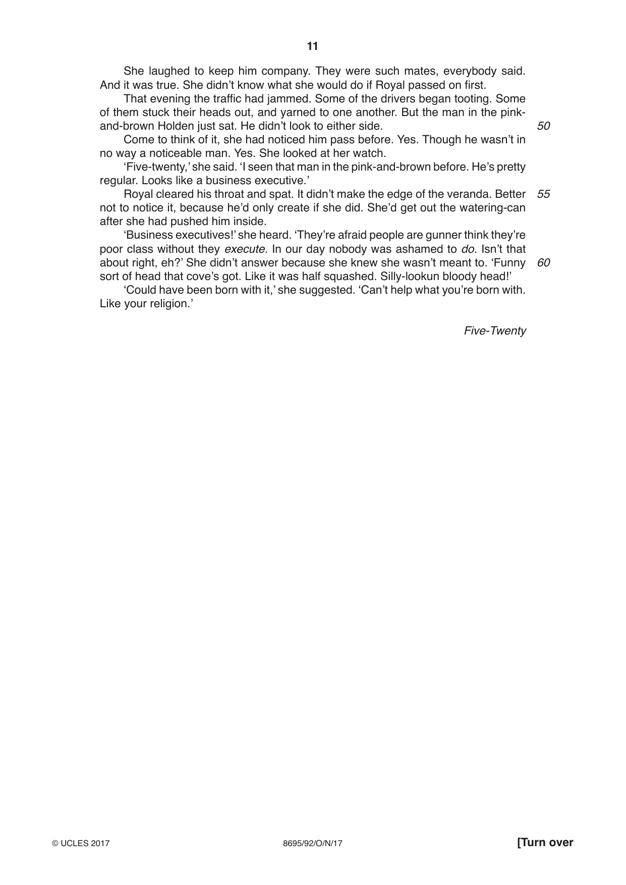 Cambridge A Level English - Language and Literature (AS Level only, from 2016) 8695 2017 Oct/Nov Paper 9 · Variant 2 question paper, page 11 of 20