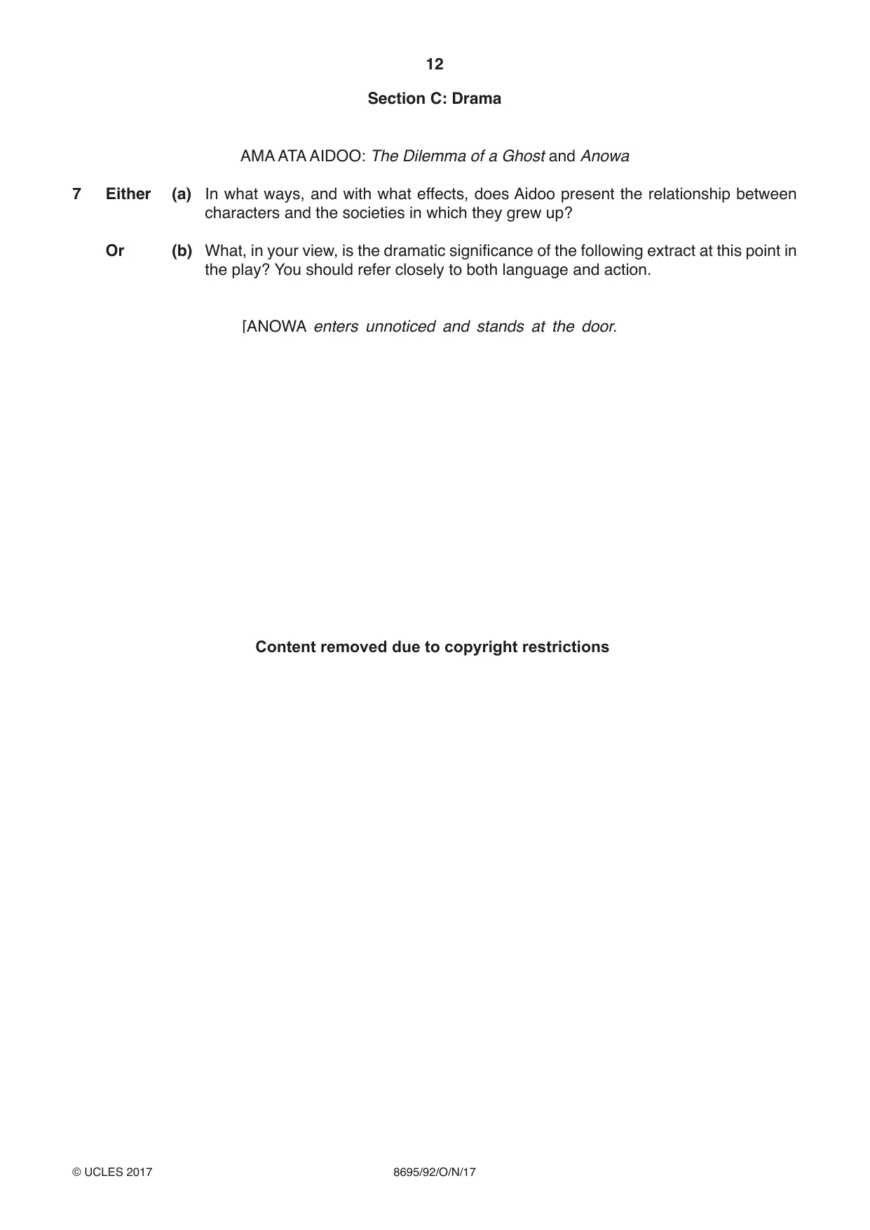 Cambridge A Level English - Language and Literature (AS Level only, from 2016) 8695 2017 Oct/Nov Paper 9 · Variant 2 question paper, page 12 of 20