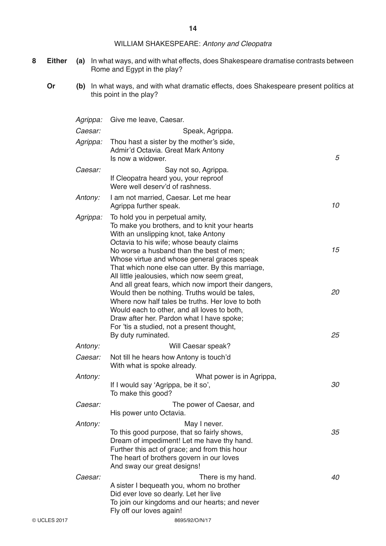 Cambridge A Level English - Language and Literature (AS Level only, from 2016) 8695 2017 Oct/Nov Paper 9 · Variant 2 question paper, page 14 of 20