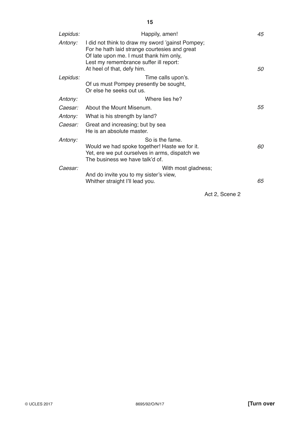 Cambridge A Level English - Language and Literature (AS Level only, from 2016) 8695 2017 Oct/Nov Paper 9 · Variant 2 question paper, page 15 of 20