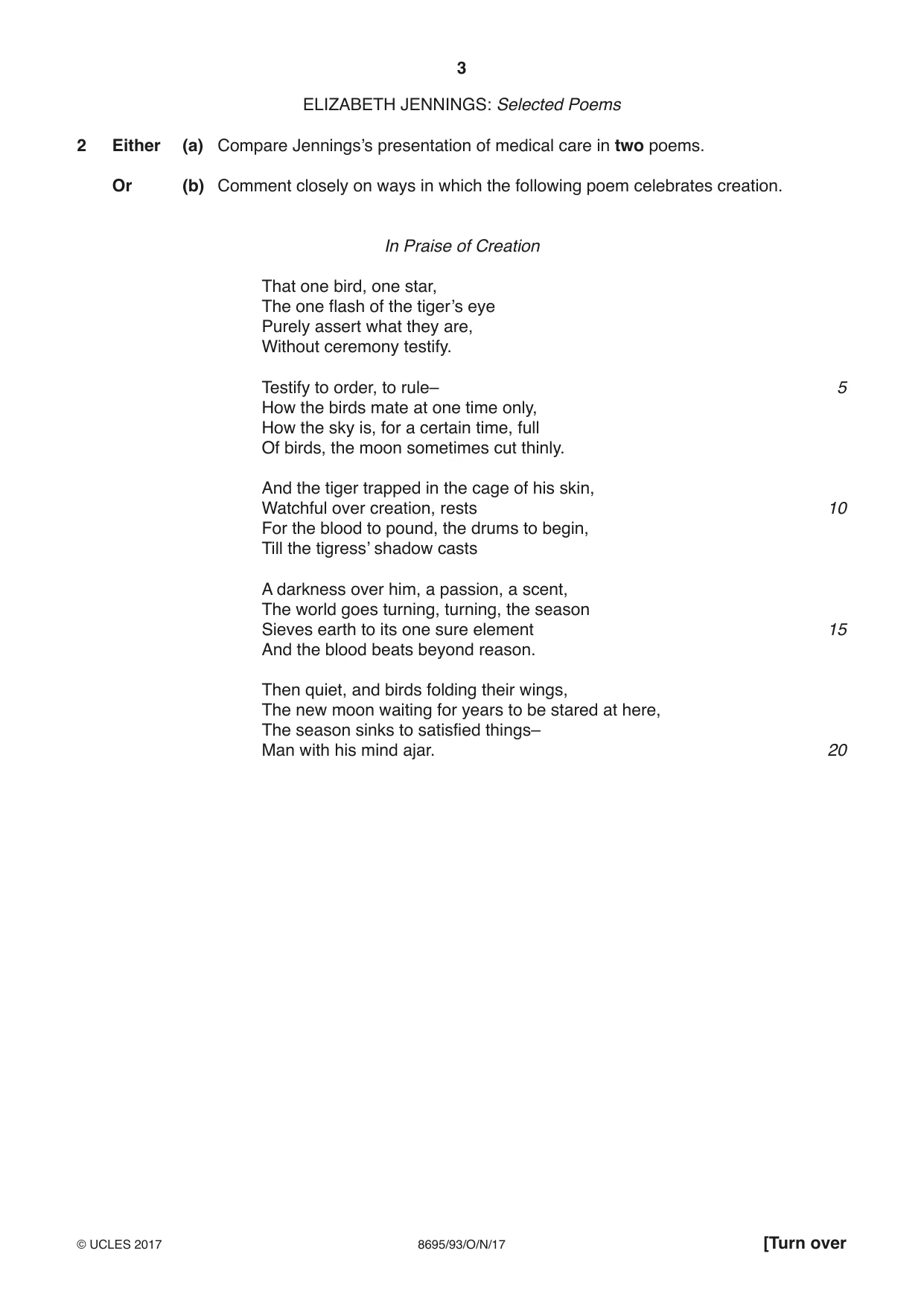 Cambridge A Level English - Language and Literature (AS Level only, from 2016) 8695 2017 Oct/Nov Paper 9 · Variant 3 question paper, page 3 of 16