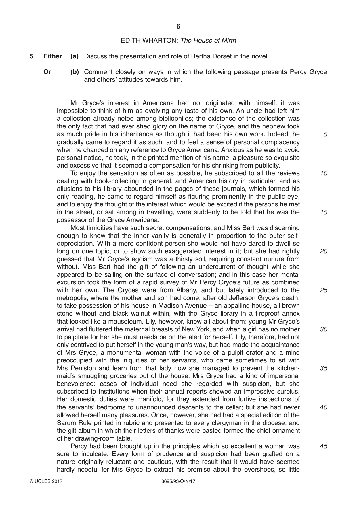 Cambridge A Level English - Language and Literature (AS Level only, from 2016) 8695 2017 Oct/Nov Paper 9 · Variant 3 question paper, page 6 of 16