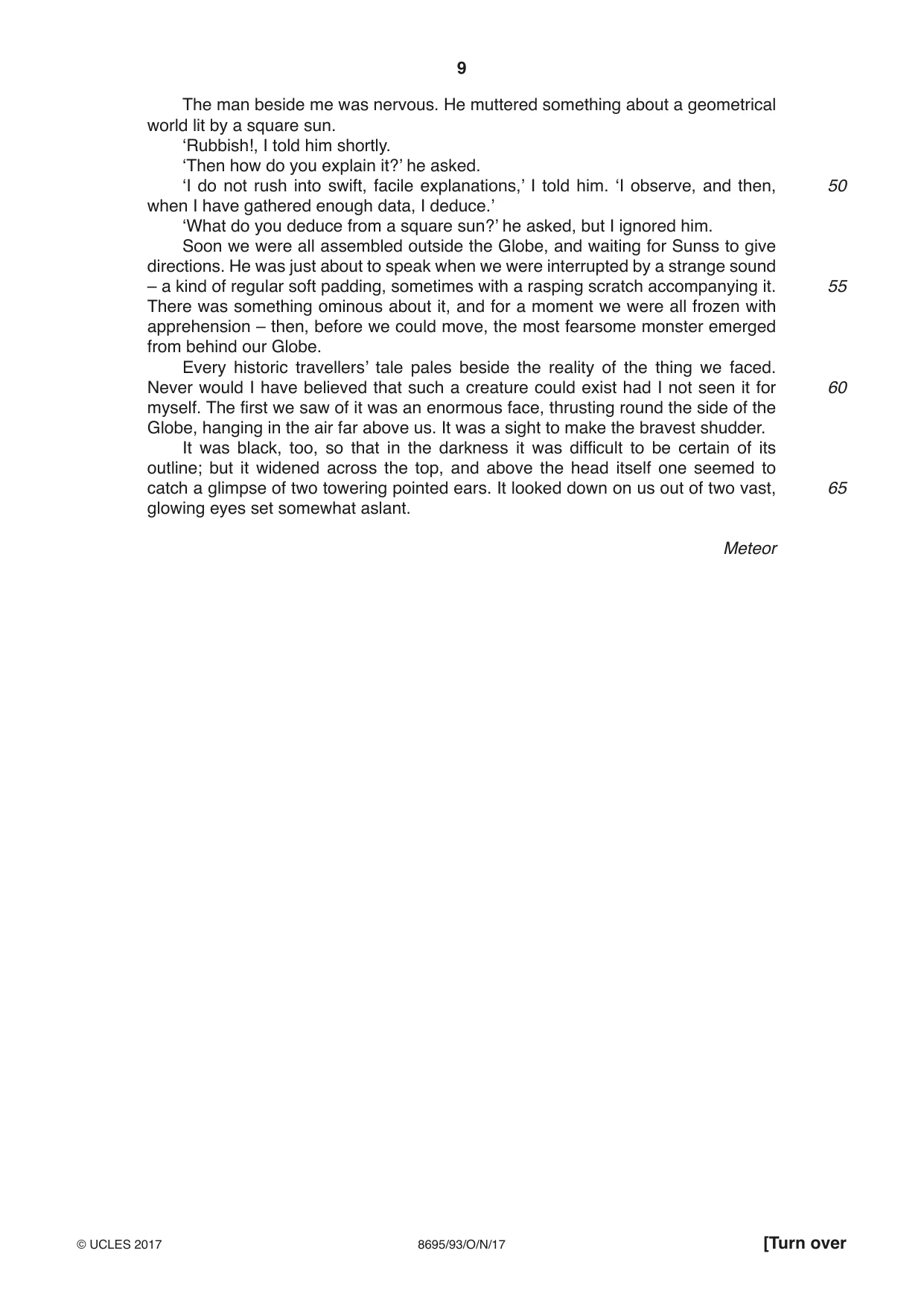 Cambridge A Level English - Language and Literature (AS Level only, from 2016) 8695 2017 Oct/Nov Paper 9 · Variant 3 question paper, page 9 of 16