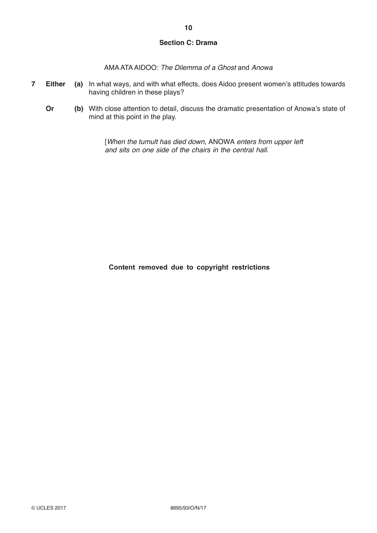Cambridge A Level English - Language and Literature (AS Level only, from 2016) 8695 2017 Oct/Nov Paper 9 · Variant 3 question paper, page 10 of 16