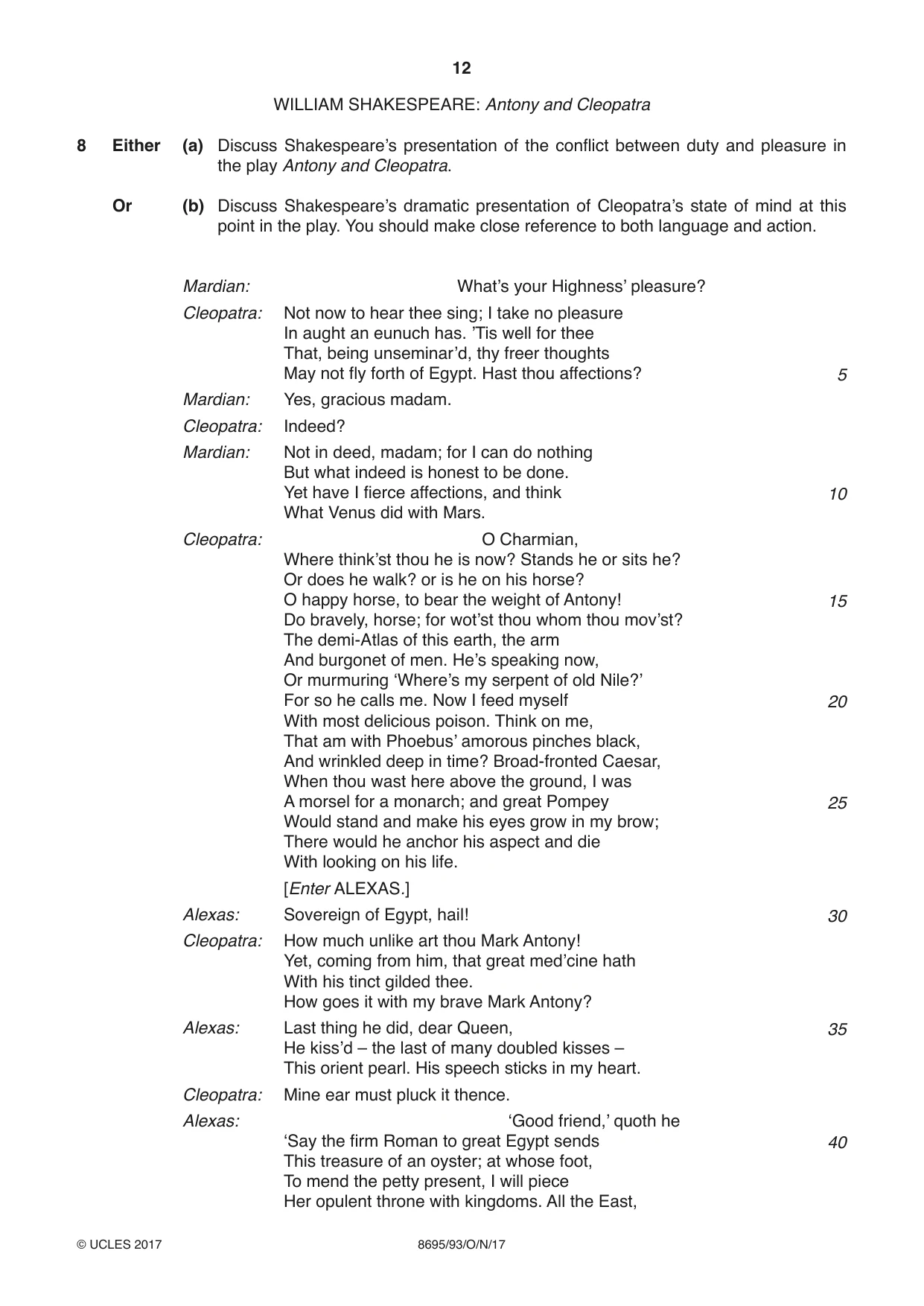 Cambridge A Level English - Language and Literature (AS Level only, from 2016) 8695 2017 Oct/Nov Paper 9 · Variant 3 question paper, page 12 of 16