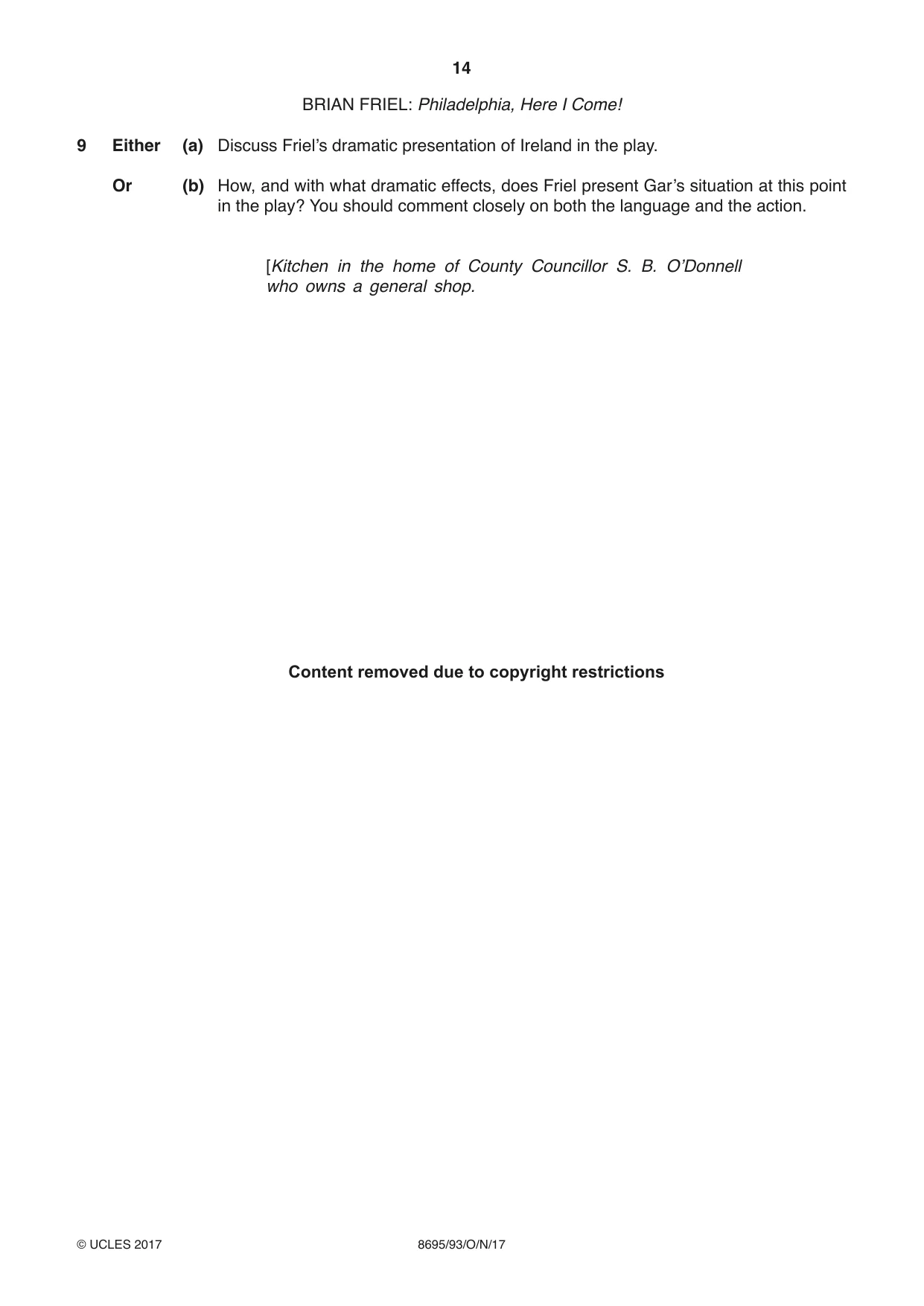Cambridge A Level English - Language and Literature (AS Level only, from 2016) 8695 2017 Oct/Nov Paper 9 · Variant 3 question paper, page 14 of 16
