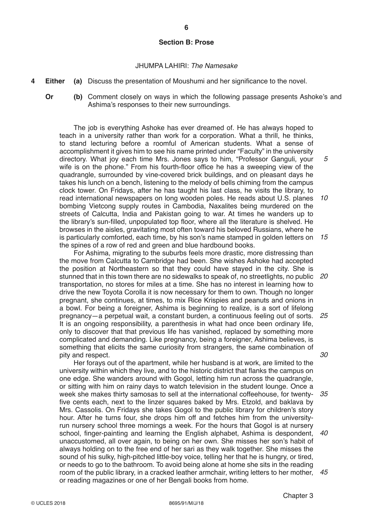 Cambridge A Level English - Language and Literature (AS Level only, from 2016) 8695 2018 May/June Paper 9 · Variant 1 question paper, page 6 of 20
