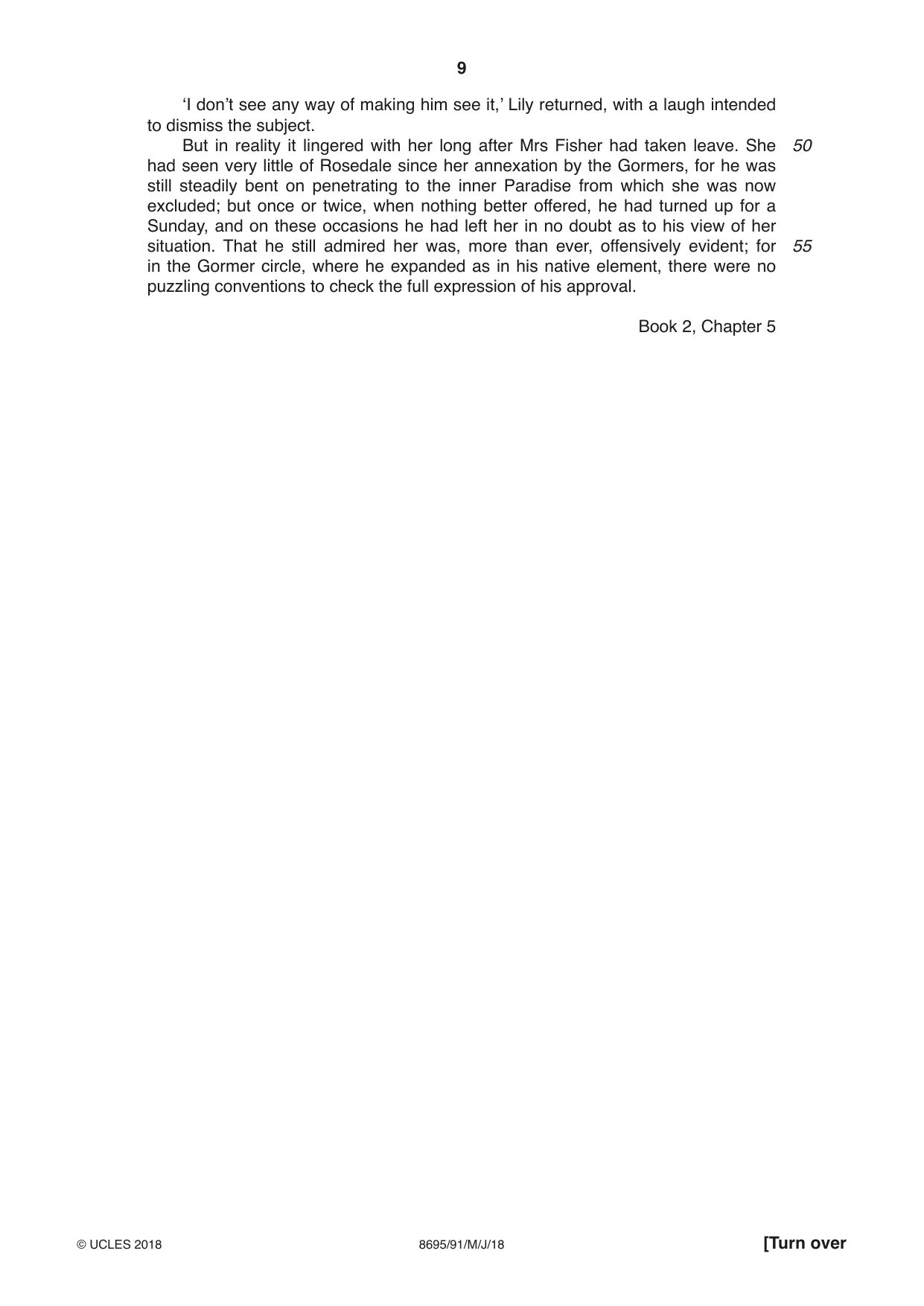 Cambridge A Level English - Language and Literature (AS Level only, from 2016) 8695 2018 May/June Paper 9 · Variant 1 question paper, page 9 of 20