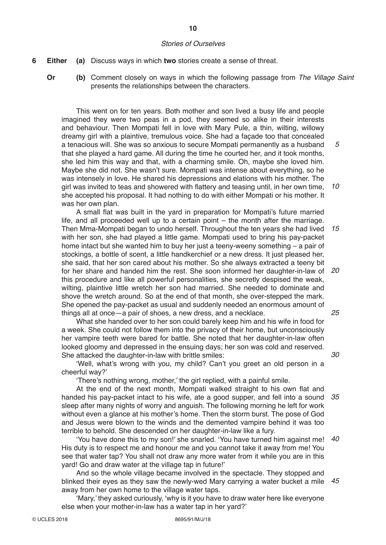 Cambridge A Level English - Language and Literature (AS Level only, from 2016) 8695 2018 May/June Paper 9 · Variant 1 question paper, page 10 of 20