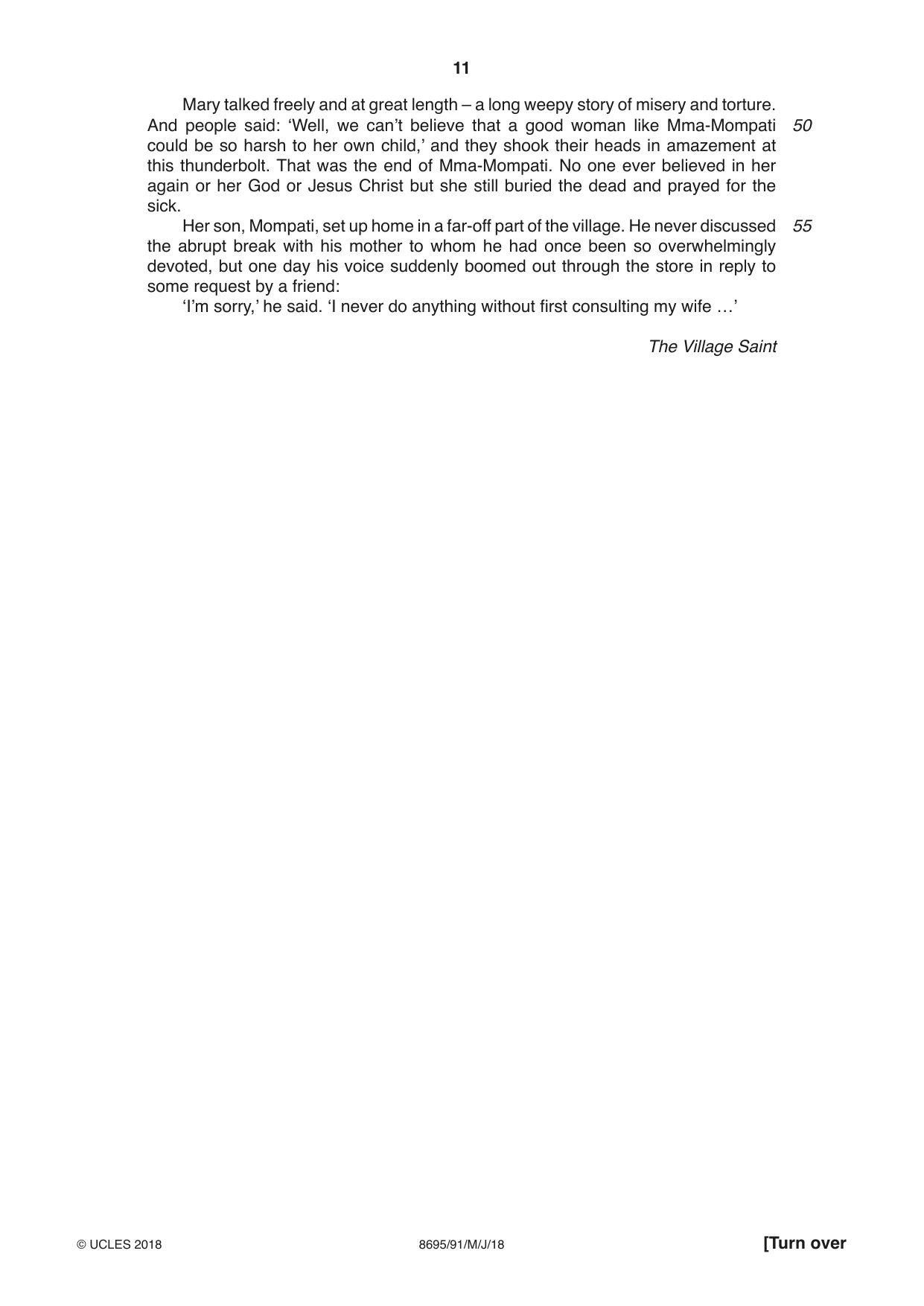 Cambridge A Level English - Language and Literature (AS Level only, from 2016) 8695 2018 May/June Paper 9 · Variant 1 question paper, page 11 of 20