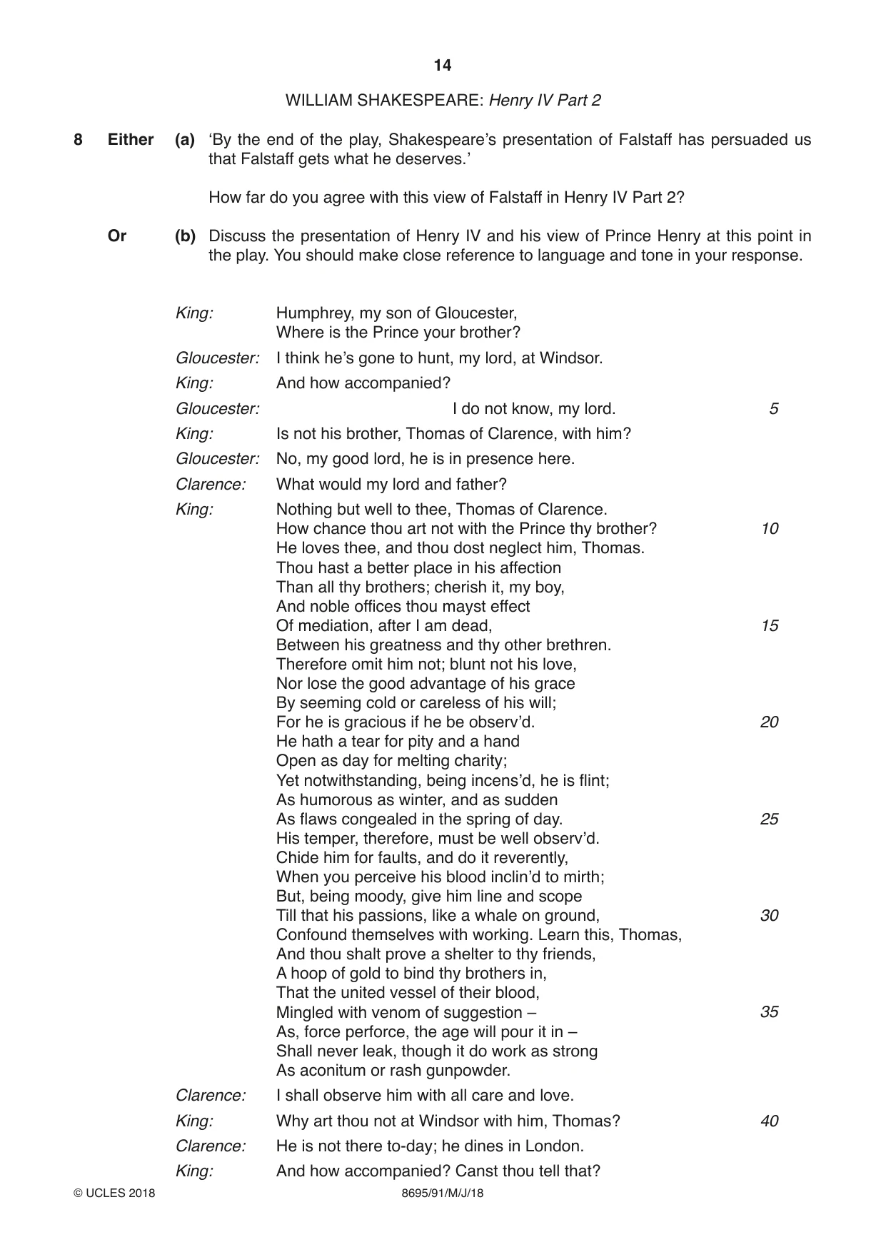 Cambridge A Level English - Language and Literature (AS Level only, from 2016) 8695 2018 May/June Paper 9 · Variant 1 question paper, page 14 of 20