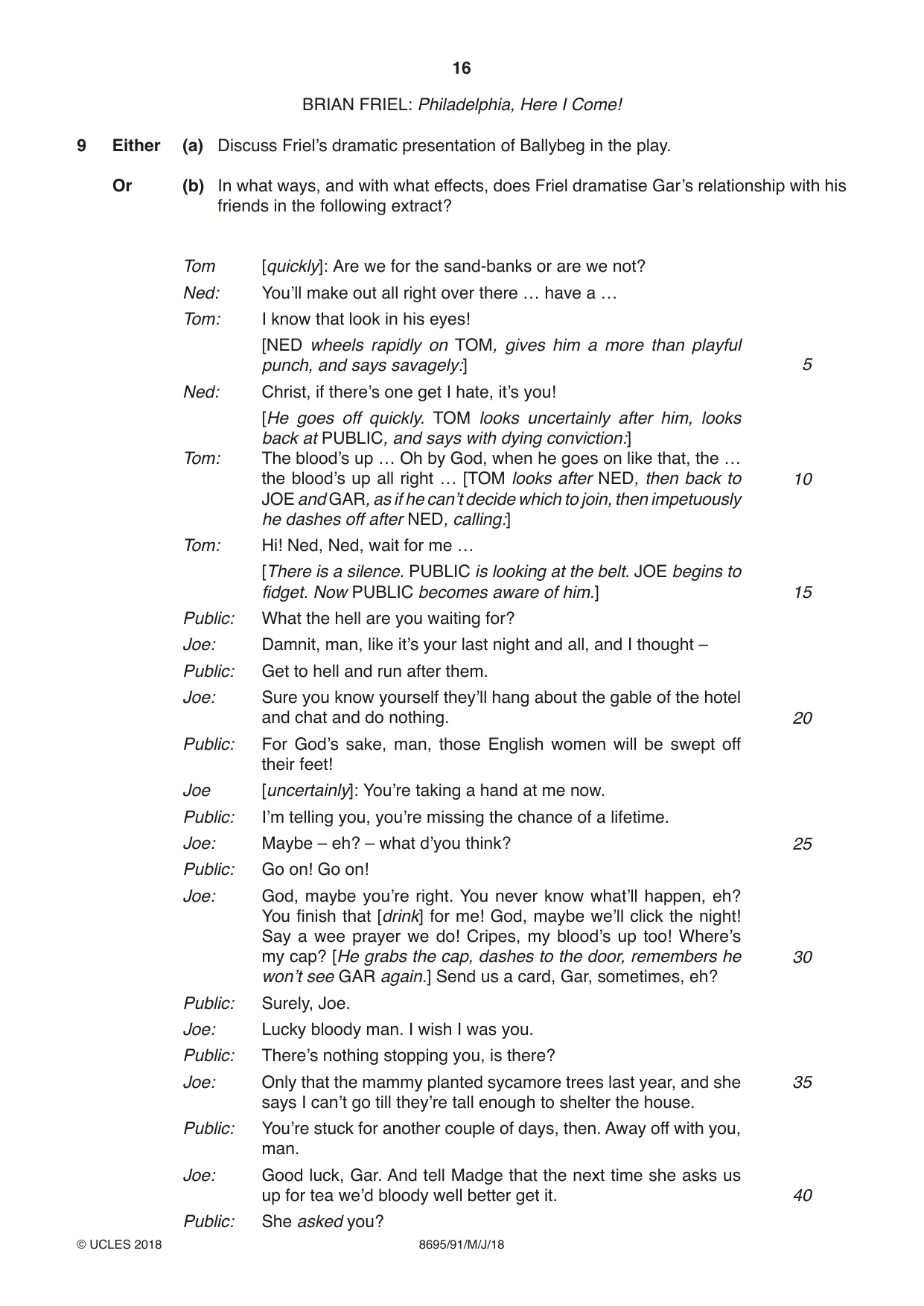 Cambridge A Level English - Language and Literature (AS Level only, from 2016) 8695 2018 May/June Paper 9 · Variant 1 question paper, page 16 of 20