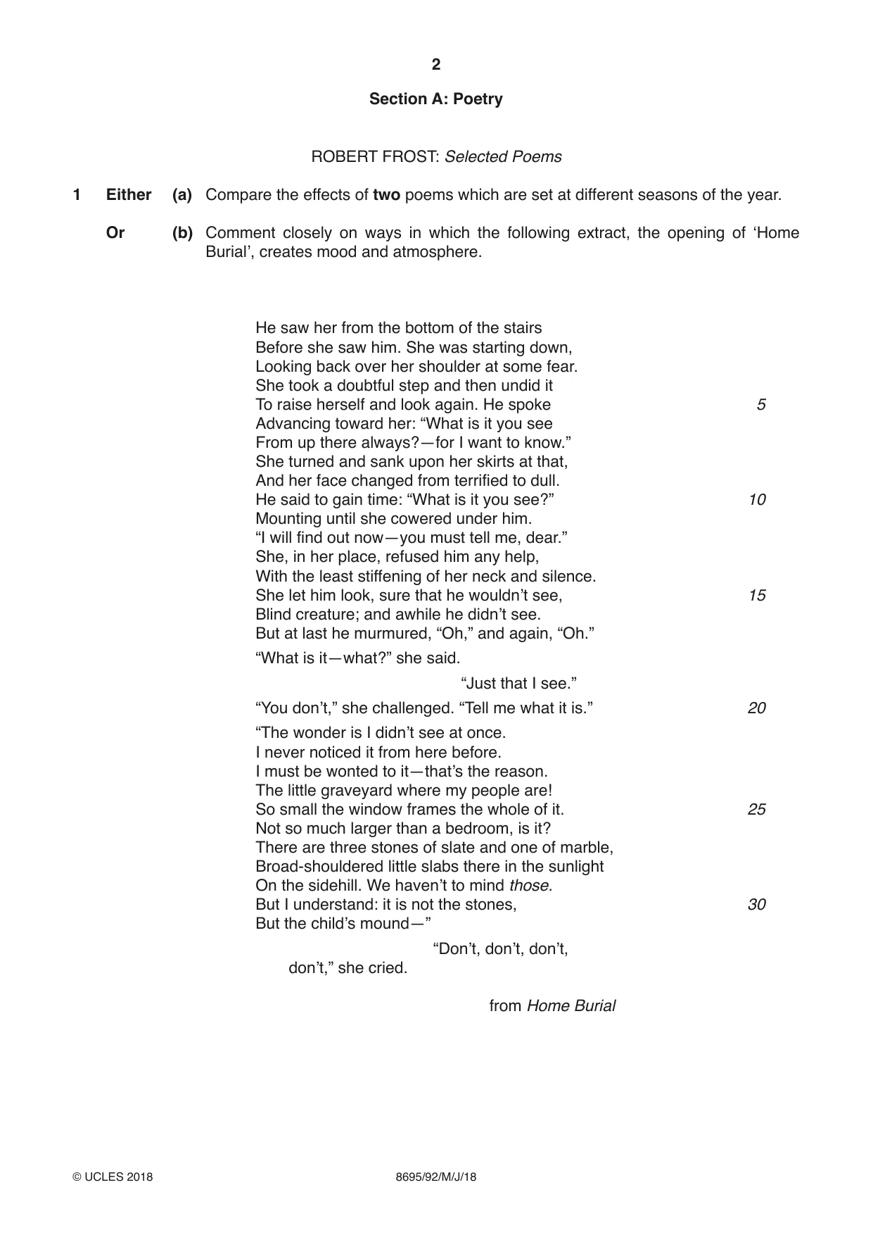 Cambridge A Level English - Language and Literature (AS Level only, from 2016) 8695 2018 May/June Paper 9 · Variant 2 question paper, page 2 of 20