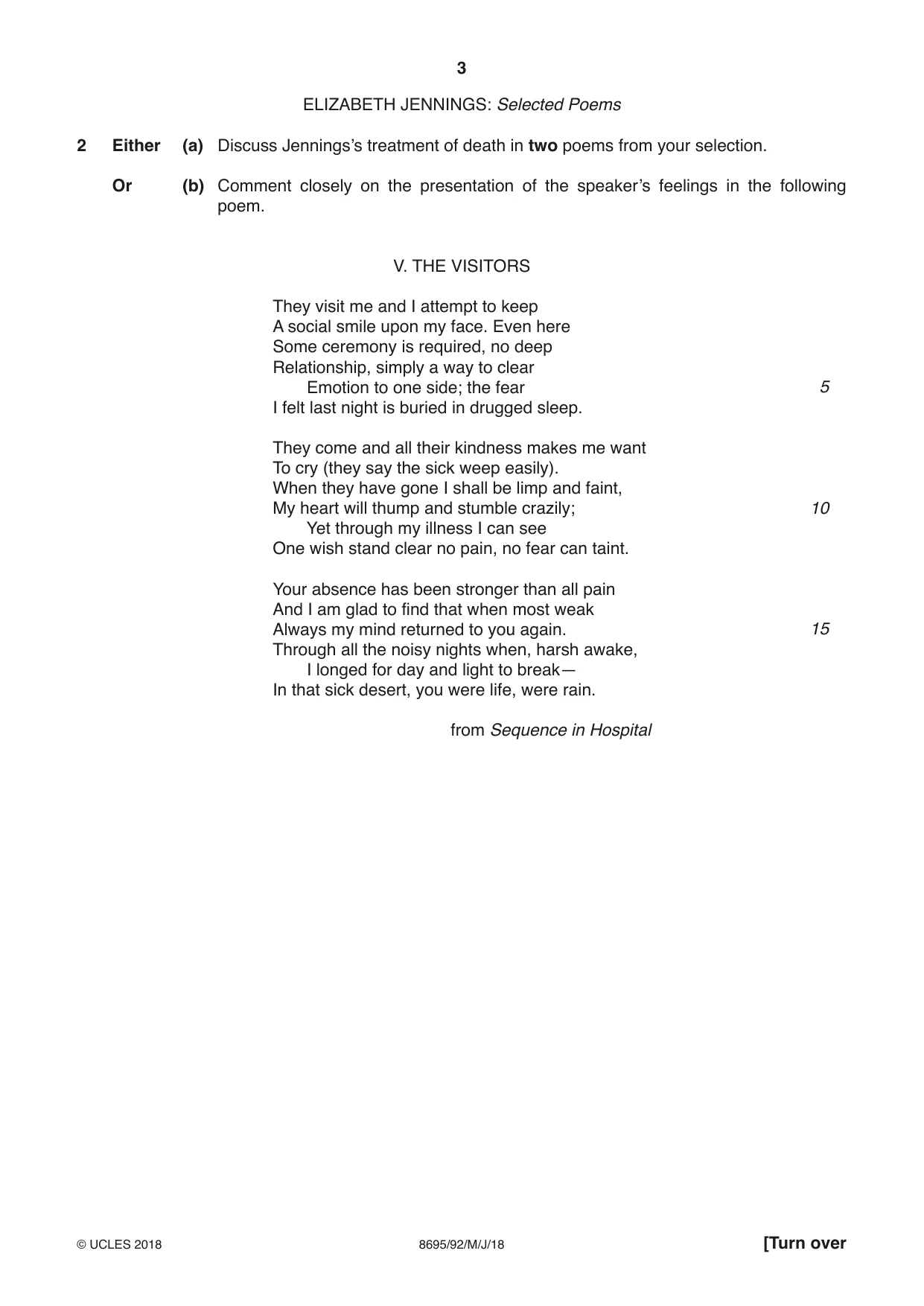 Cambridge A Level English - Language and Literature (AS Level only, from 2016) 8695 2018 May/June Paper 9 · Variant 2 question paper, page 3 of 20