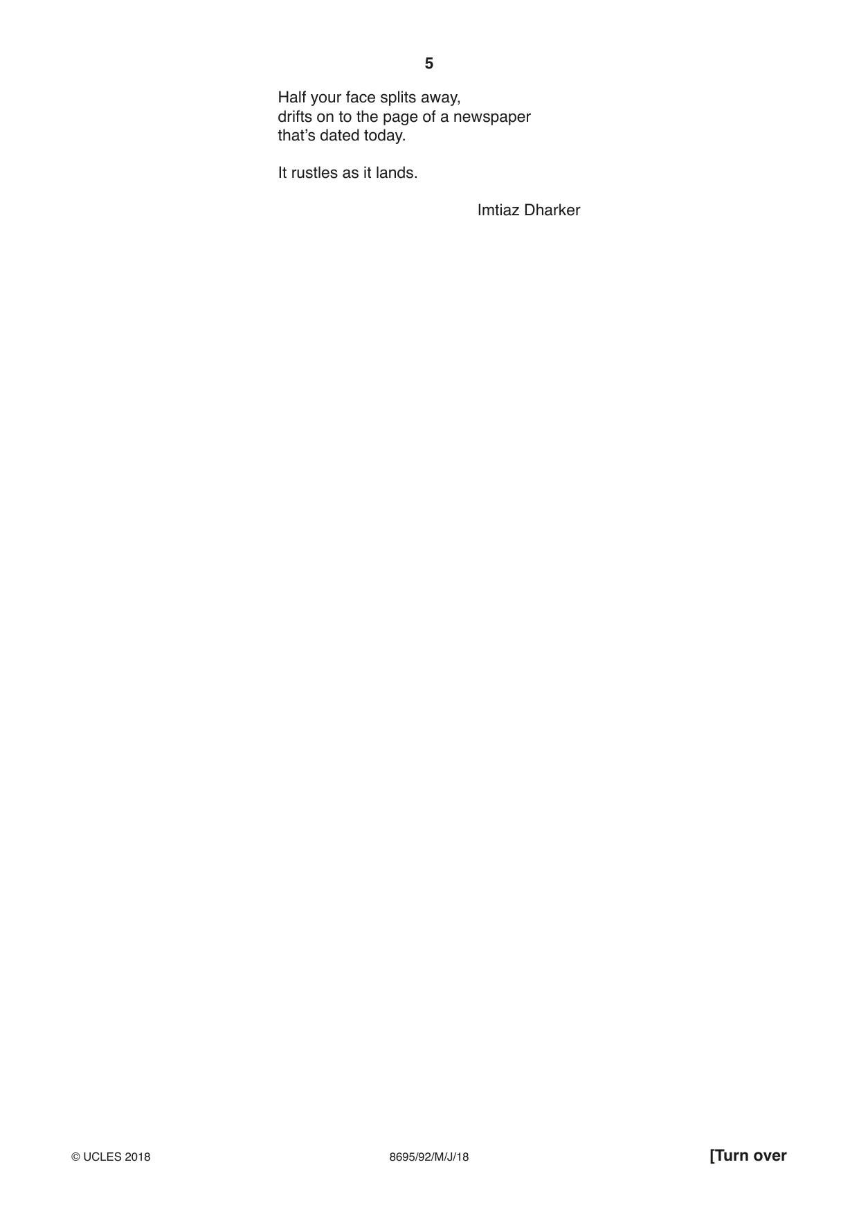 Cambridge A Level English - Language and Literature (AS Level only, from 2016) 8695 2018 May/June Paper 9 · Variant 2 question paper, page 5 of 20