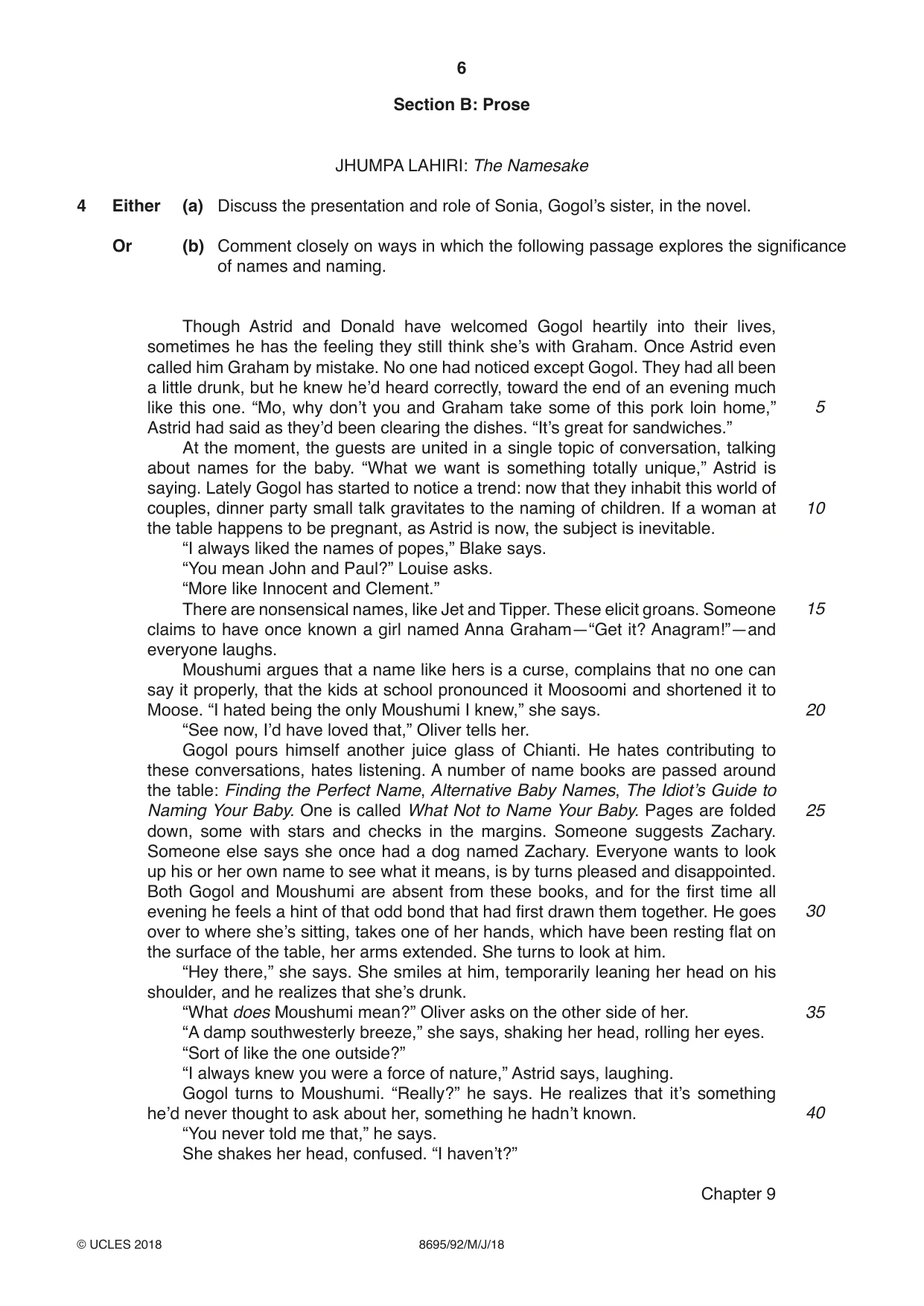 Cambridge A Level English - Language and Literature (AS Level only, from 2016) 8695 2018 May/June Paper 9 · Variant 2 question paper, page 6 of 20